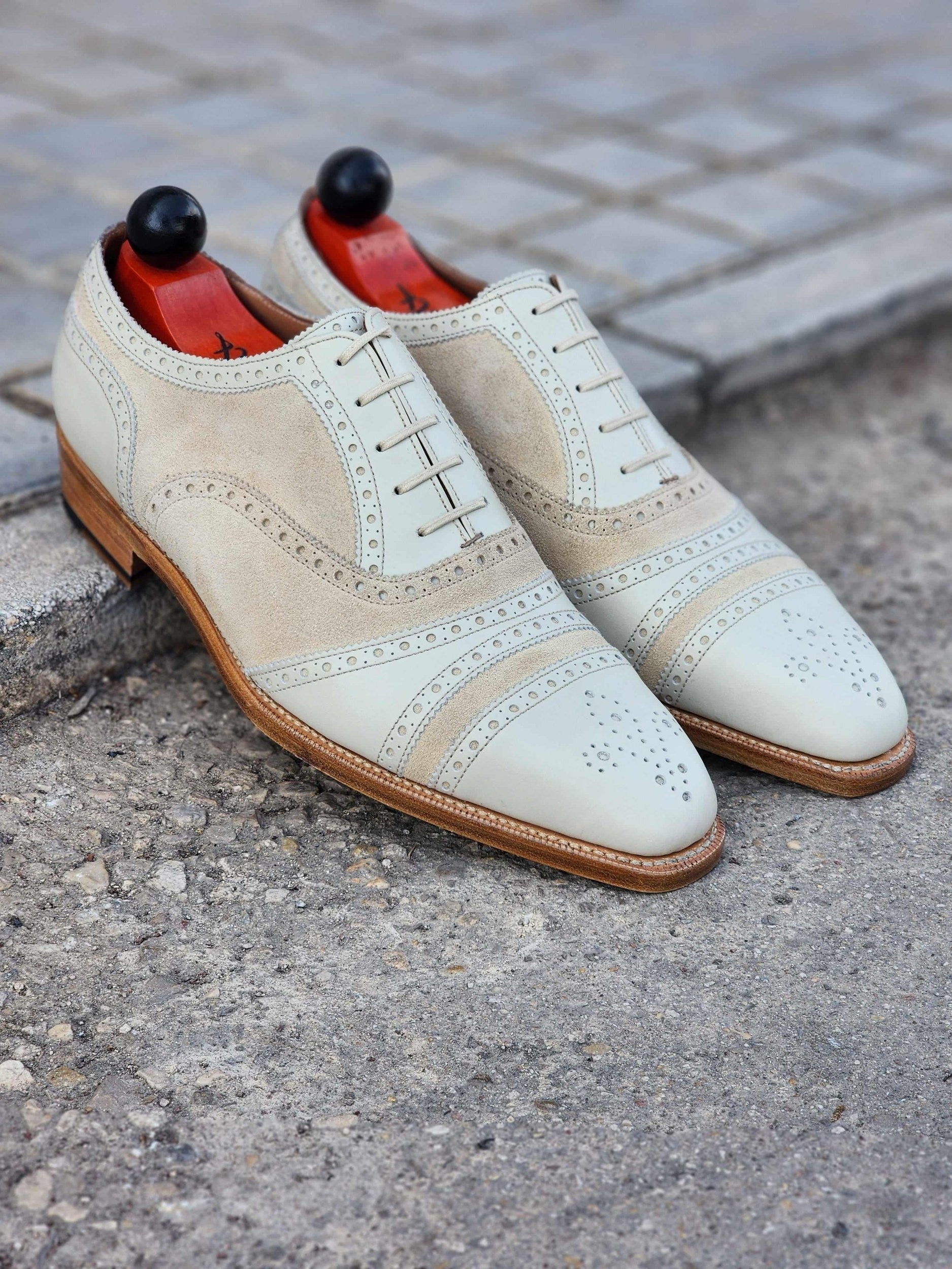 Phillips - Cream Calf / Cream Suede-Captoe Cap Toe Oxfords-J.FitzPatrick Footwear