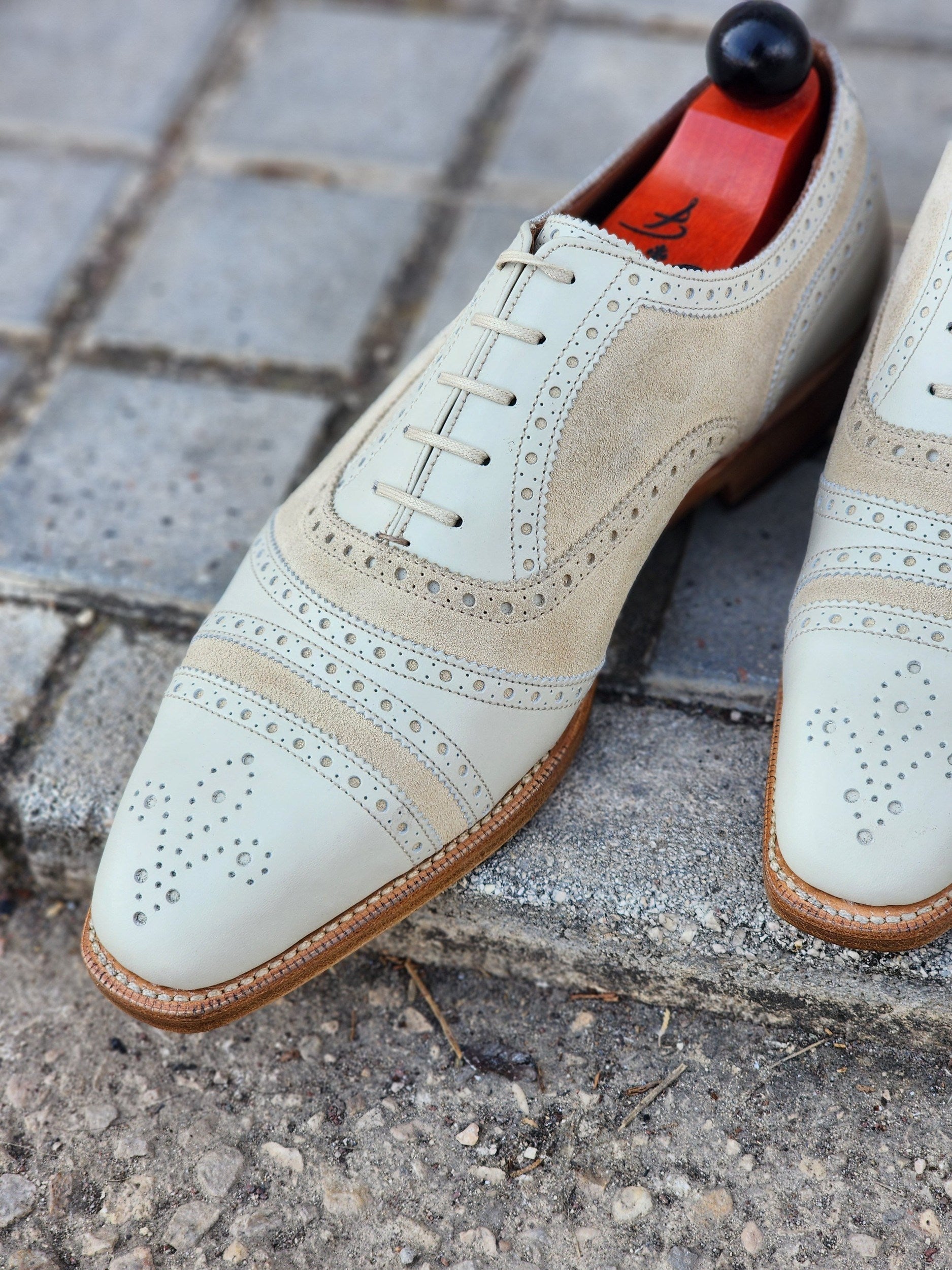 Phillips - Cream Calf / Cream Suede-Captoe Cap Toe Oxfords-J.FitzPatrick Footwear