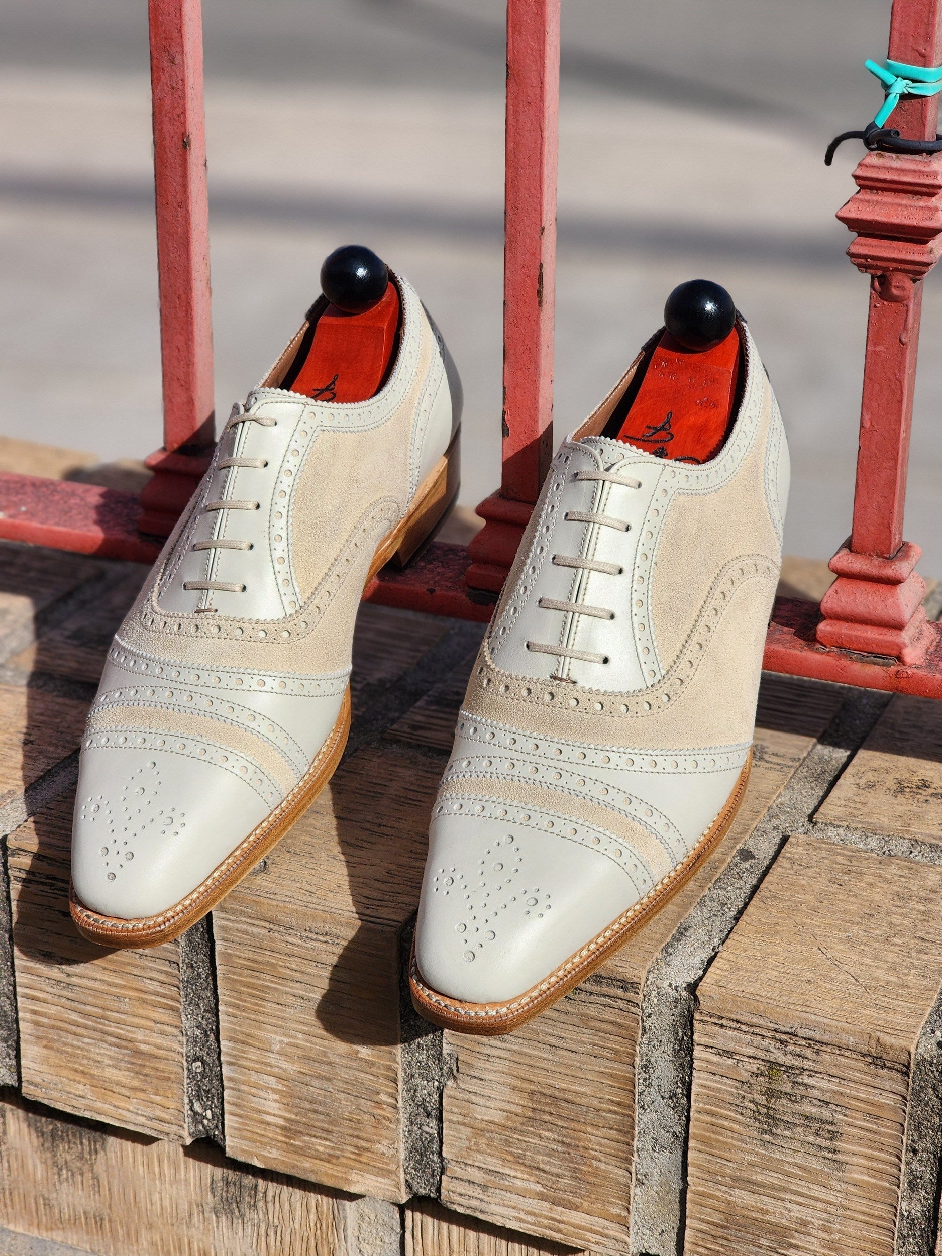 Phillips - Cream Calf / Cream Suede-Captoe Cap Toe Oxfords-J.FitzPatrick Footwear