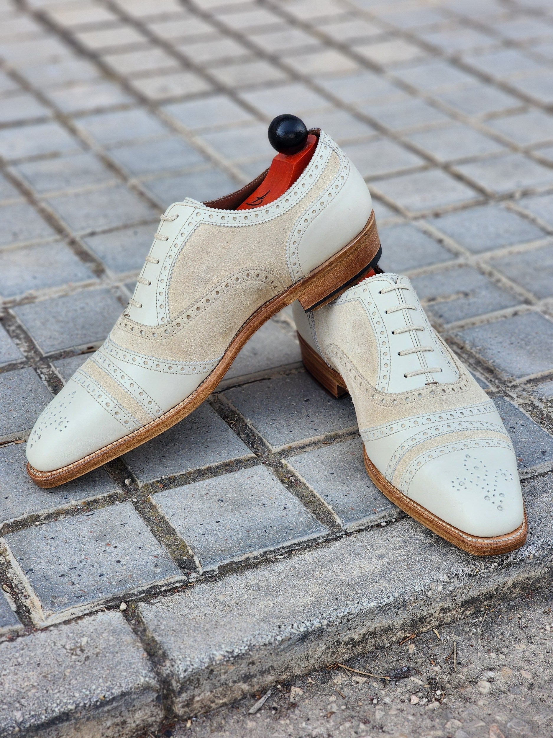 Phillips - Cream Calf / Cream Suede-Captoe Cap Toe Oxfords-J.FitzPatrick Footwear