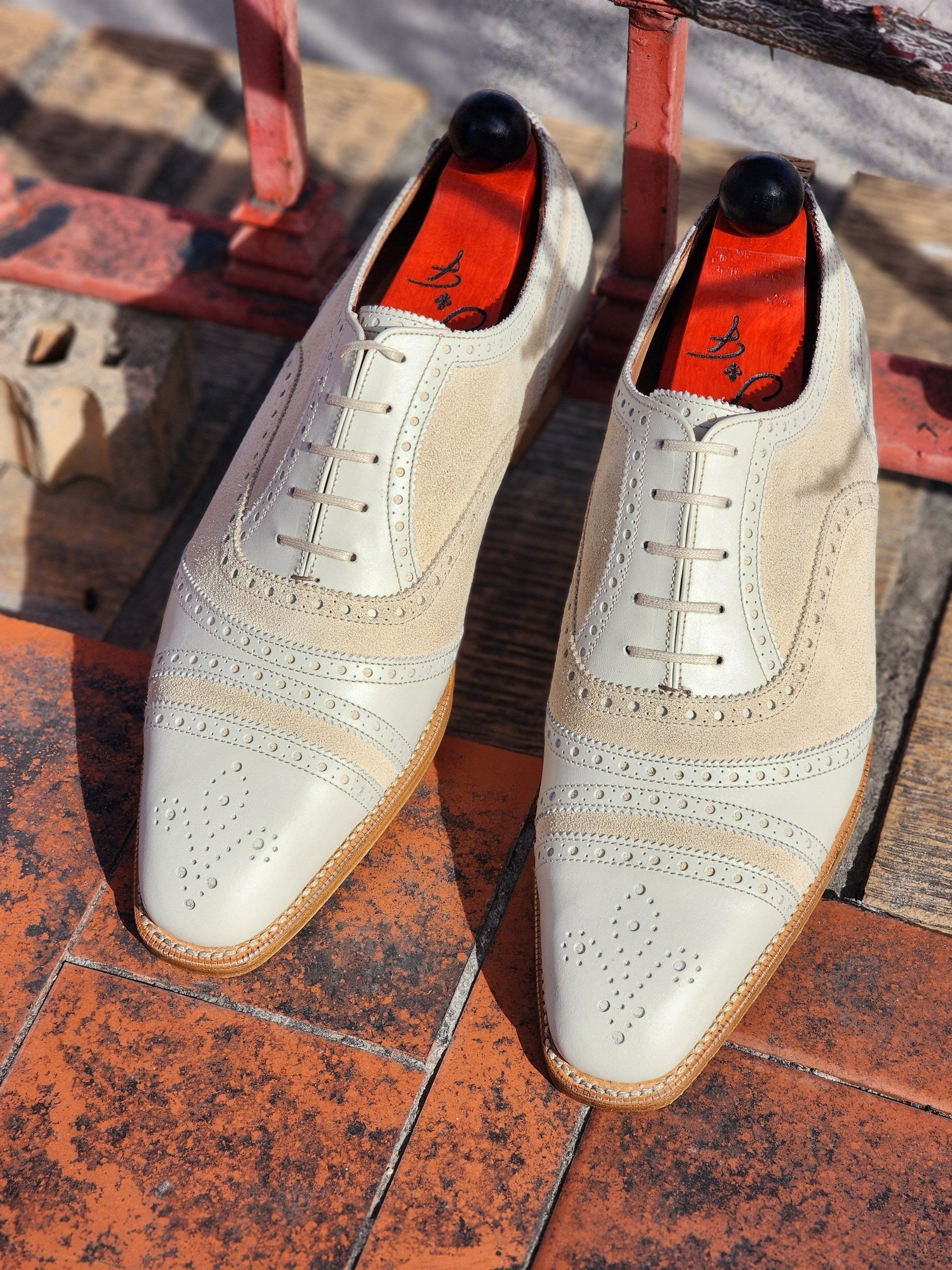 Phillips - Cream Calf / Cream Suede-Captoe Cap Toe Oxfords-J.FitzPatrick Footwear