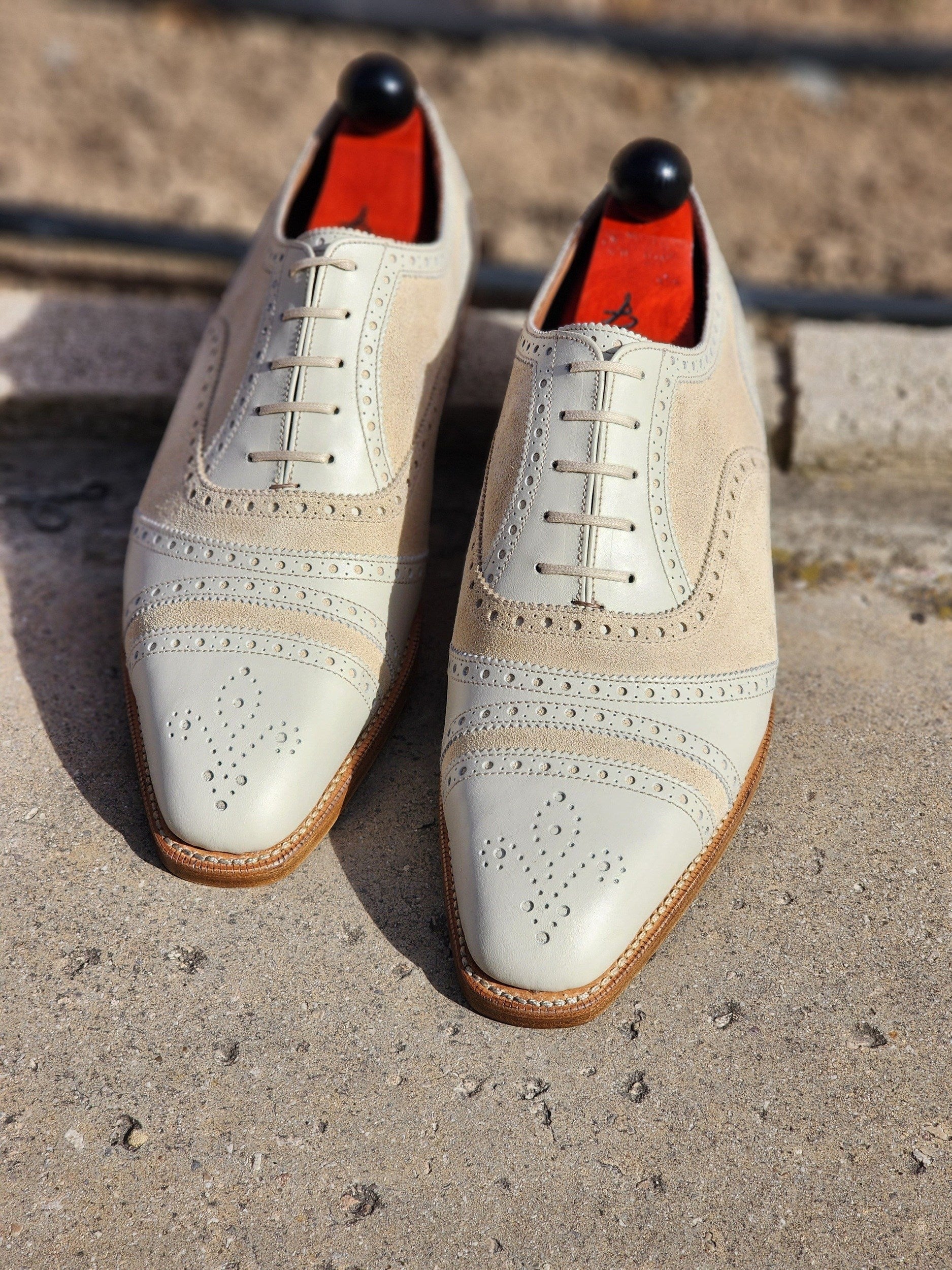 Phillips - Cream Calf / Cream Suede-Captoe Cap Toe Oxfords-J.FitzPatrick Footwear