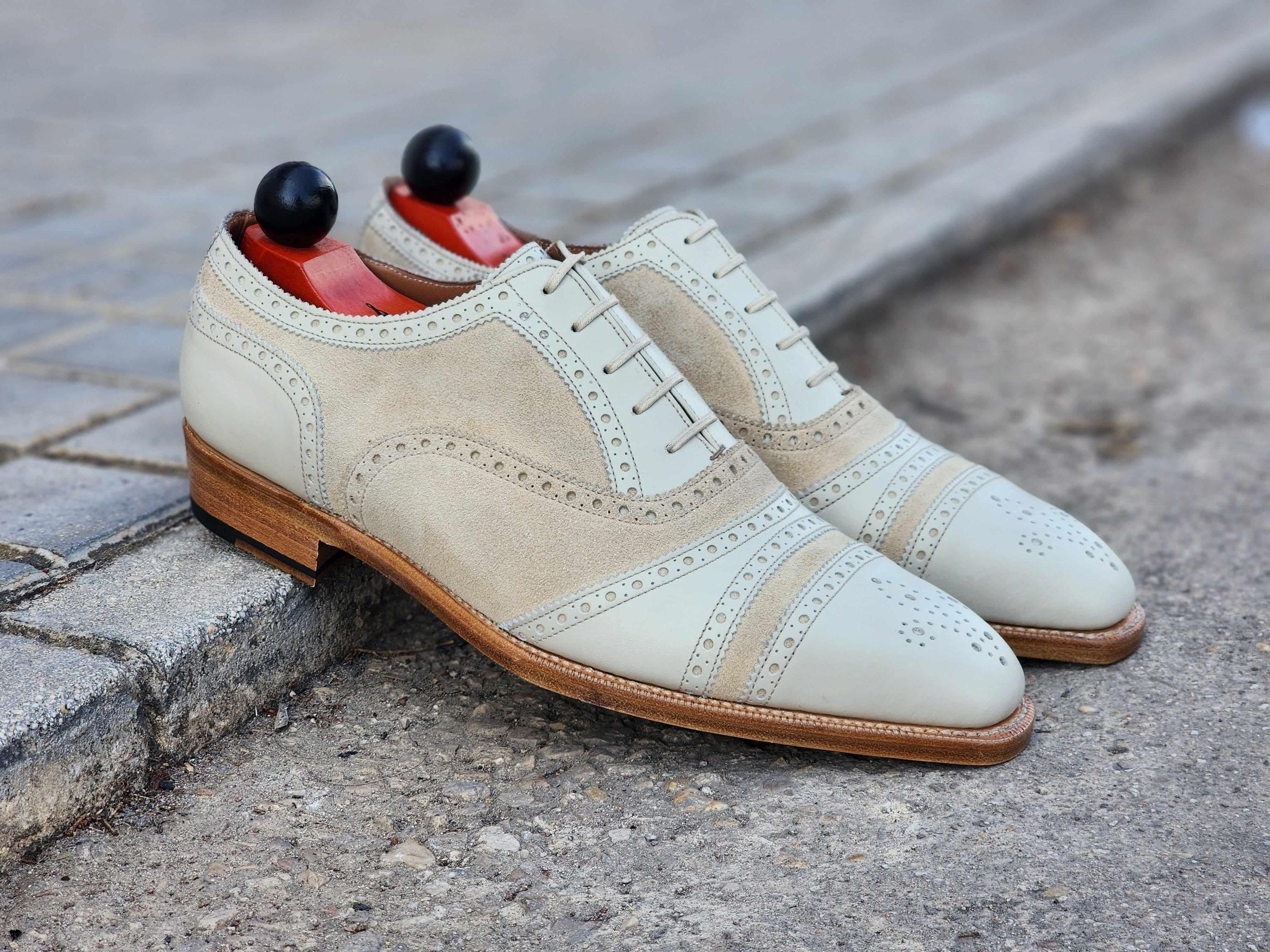 Phillips - Cream Calf / Cream Suede-Captoe Cap Toe Oxfords-J.FitzPatrick Footwear