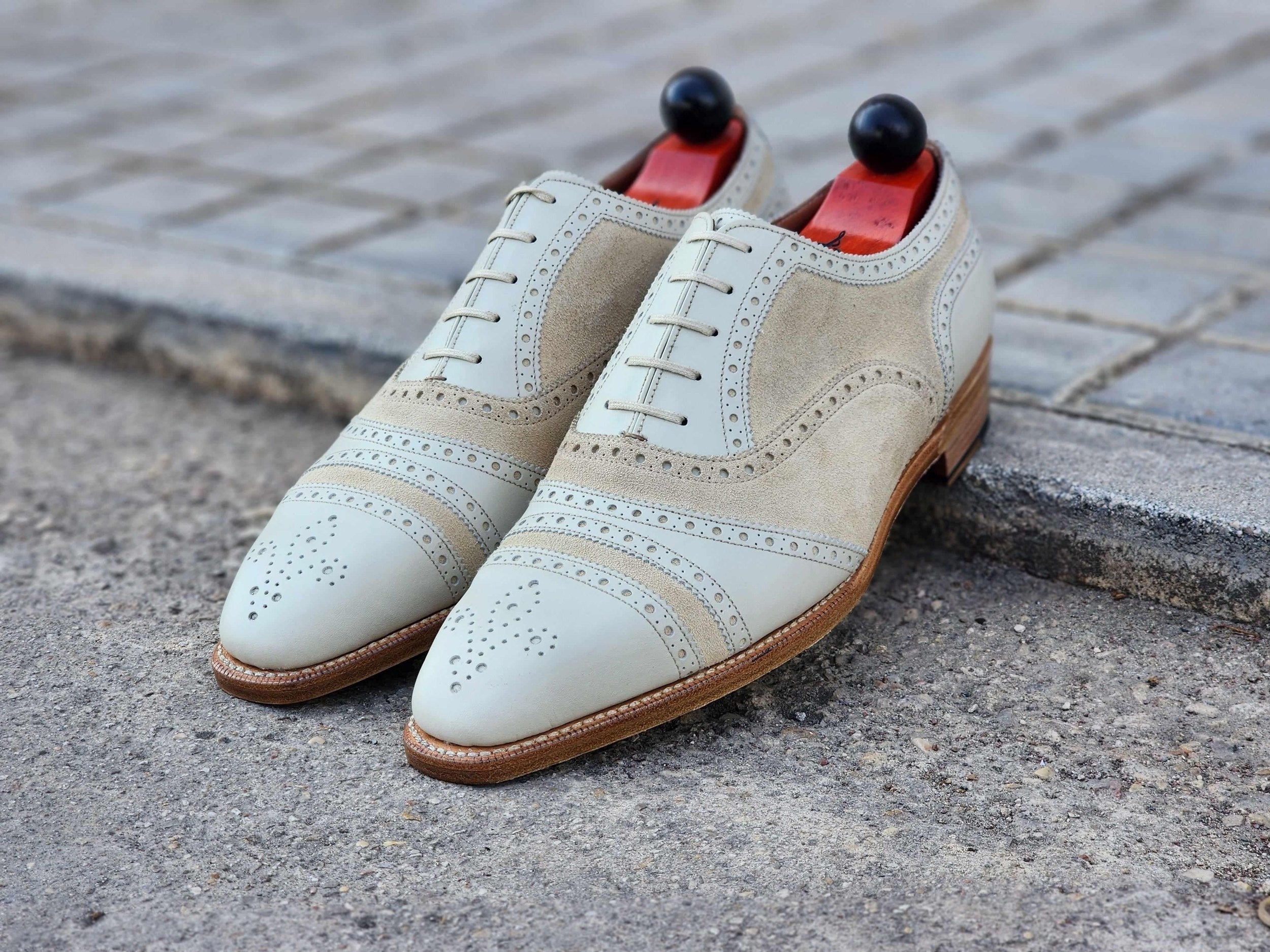 Phillips - Cream Calf / Cream Suede-Captoe Cap Toe Oxfords-J.FitzPatrick Footwear