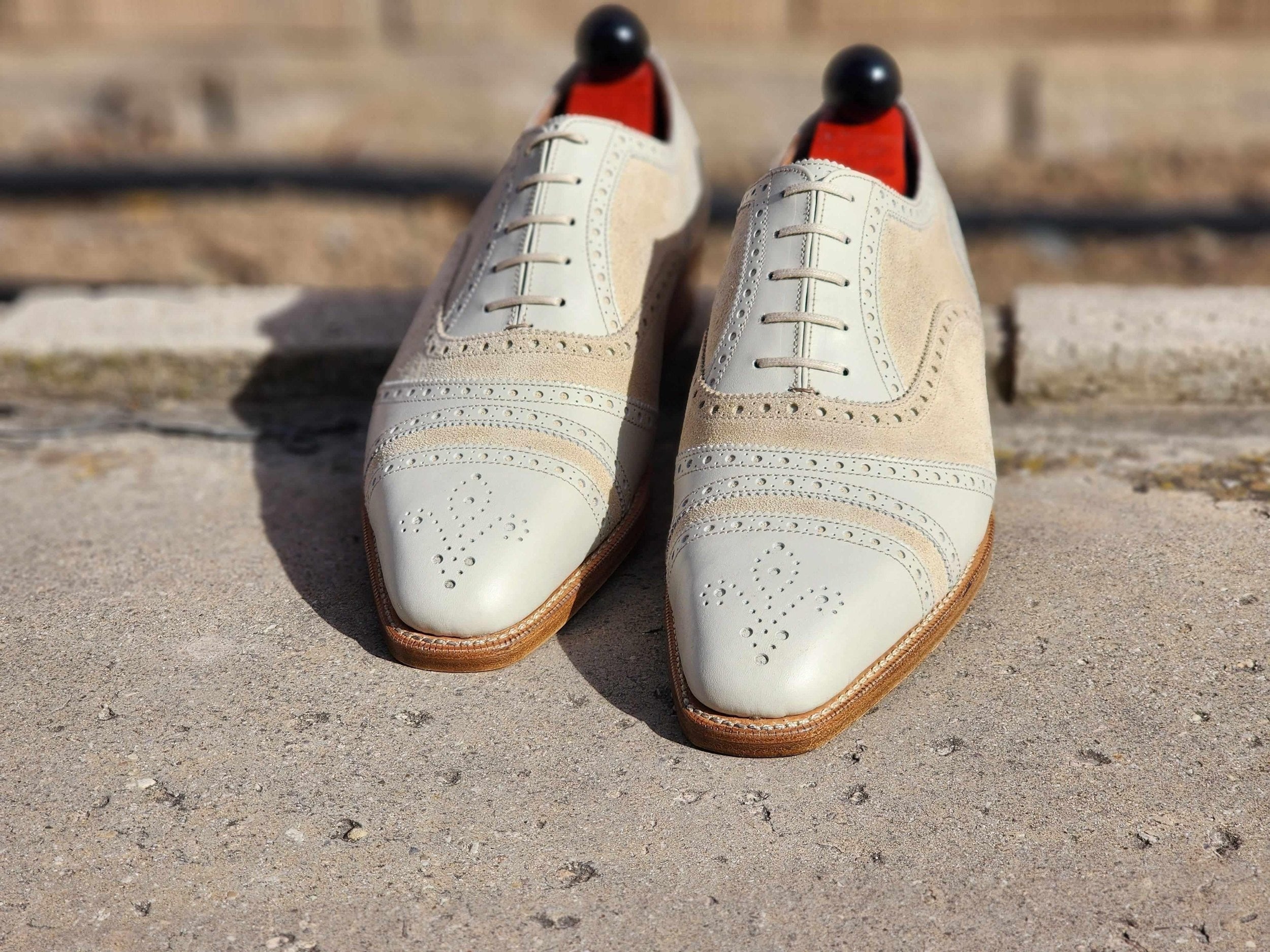 Phillips - Cream Calf / Cream Suede-Captoe Cap Toe Oxfords-J.FitzPatrick Footwear