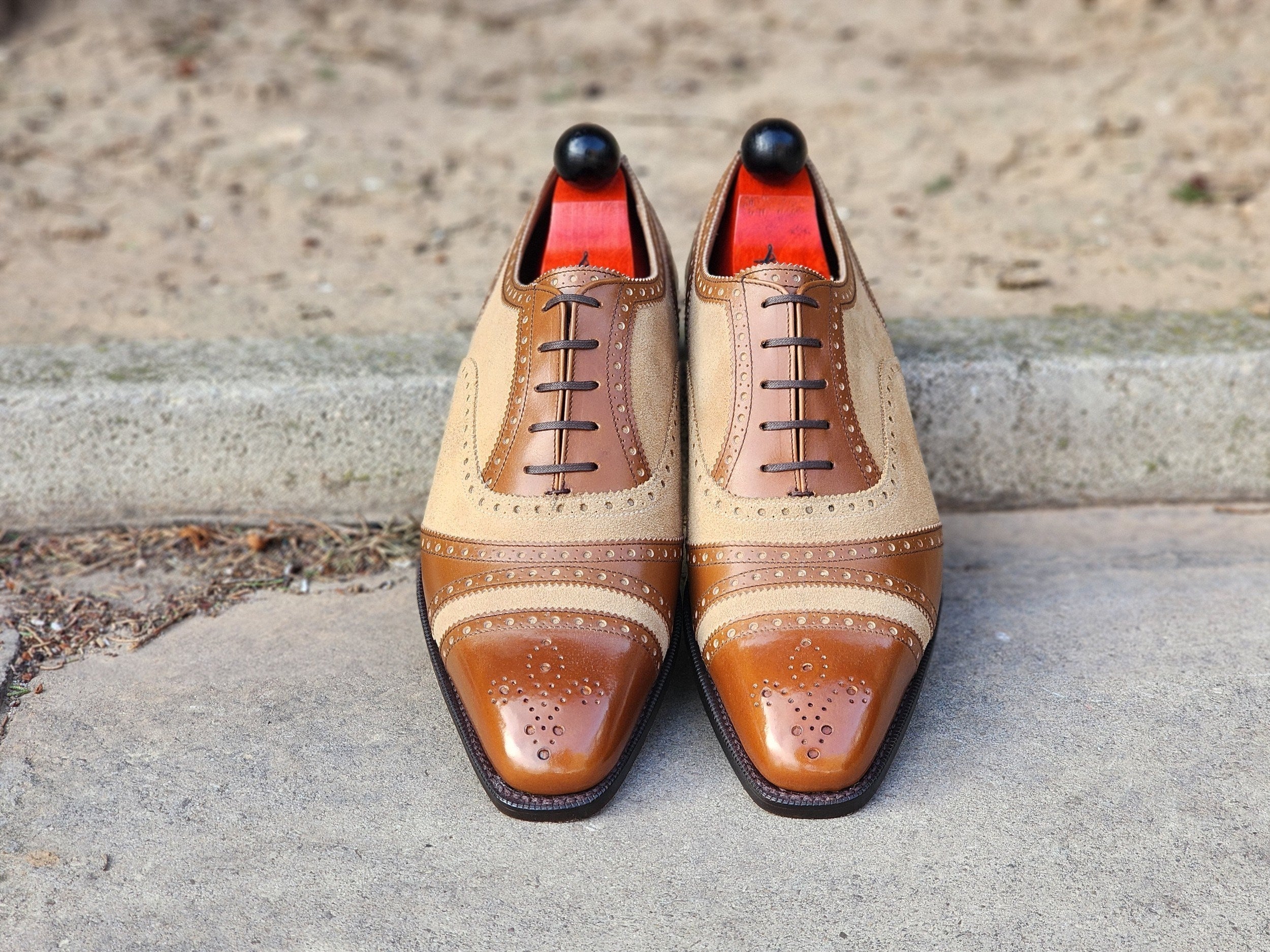 Phillips - Maple Calf / Beige Suede-Captoe Cap Toe Oxfords-J.FitzPatrick Footwear