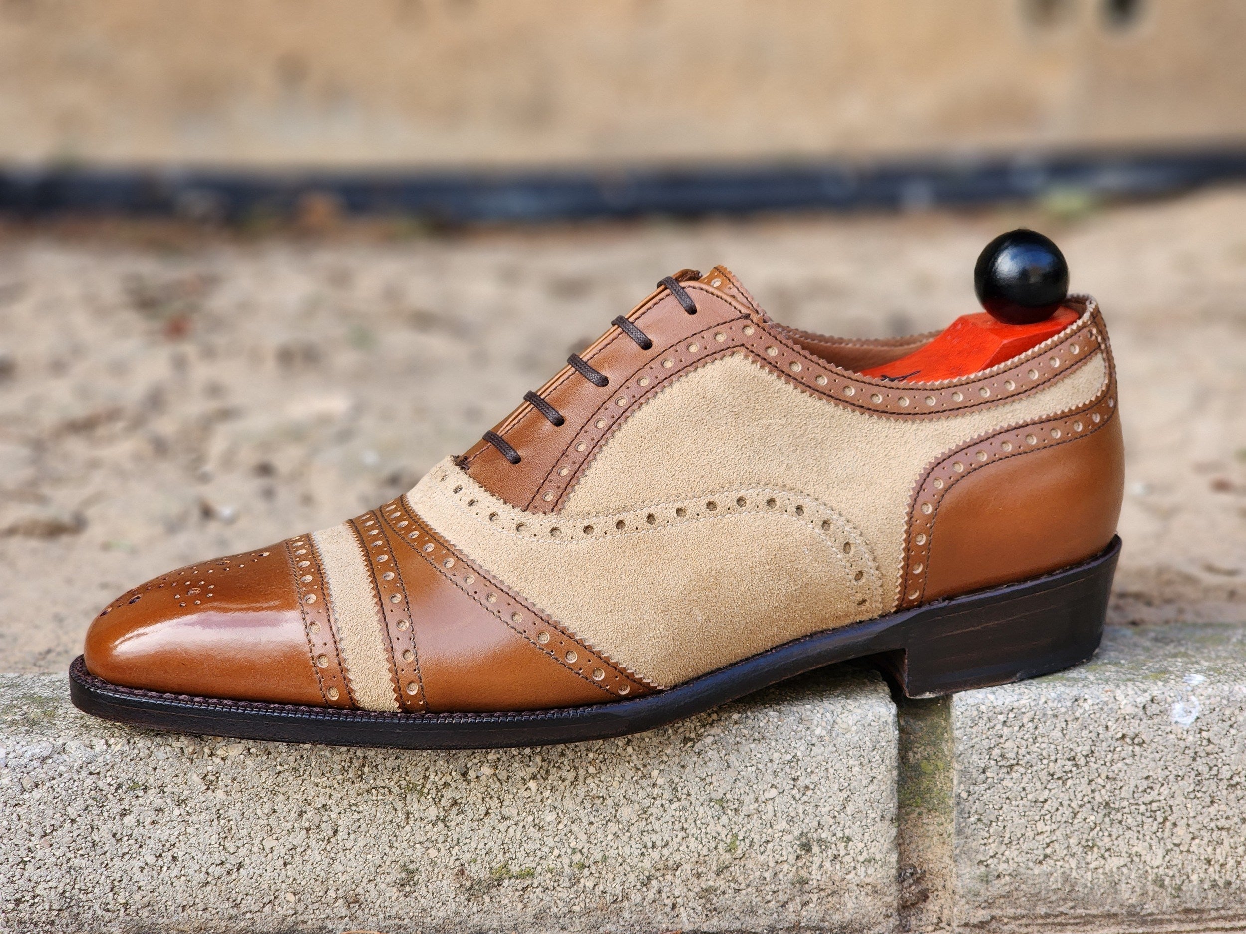 Phillips - Maple Calf / Beige Suede-Captoe Cap Toe Oxfords-J.FitzPatrick Footwear