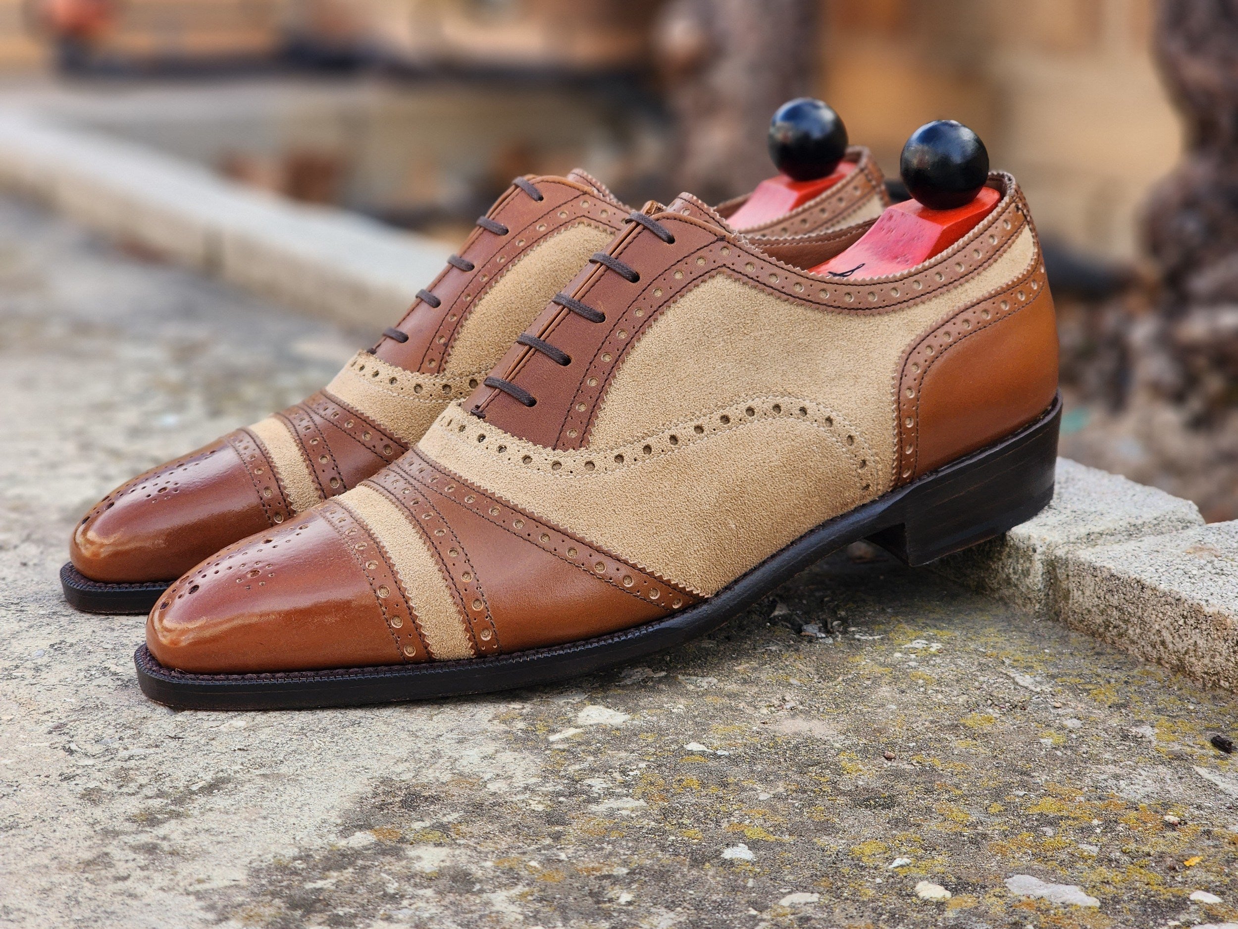 Phillips - Maple Calf / Beige Suede-Captoe Cap Toe Oxfords-J.FitzPatrick Footwear