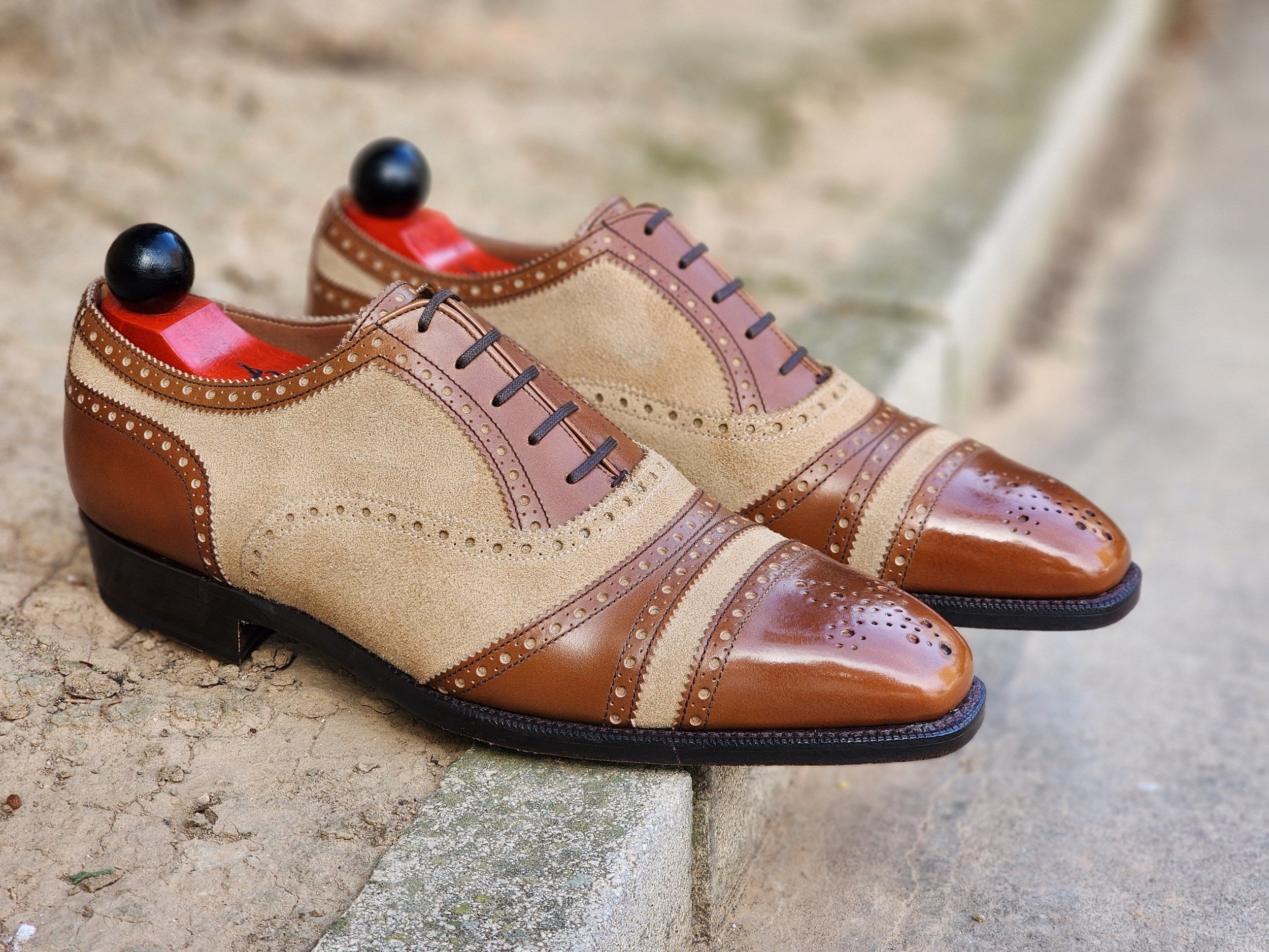 Phillips - Maple Calf / Beige Suede-Captoe Cap Toe Oxfords-J.FitzPatrick Footwear