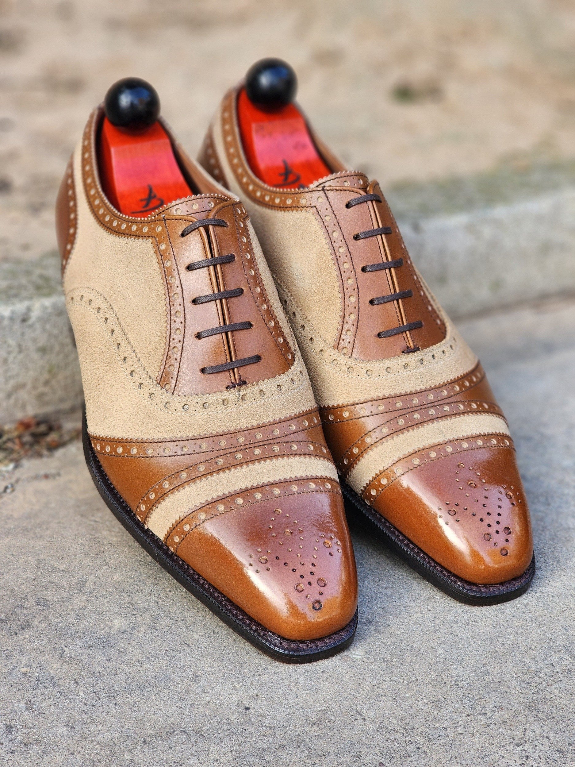 Phillips - Maple Calf / Beige Suede-Captoe Cap Toe Oxfords-J.FitzPatrick Footwear