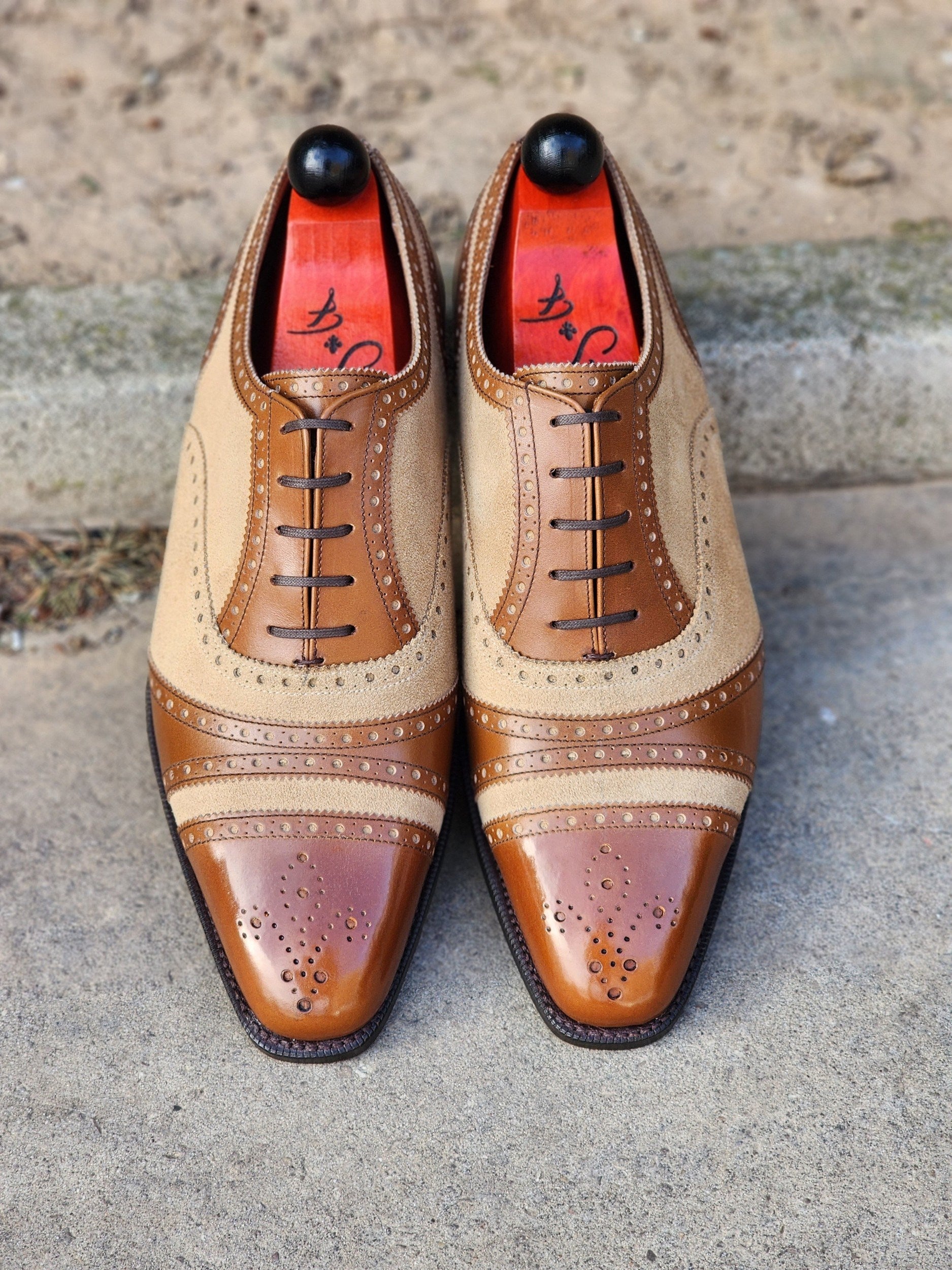 Phillips - Maple Calf / Beige Suede-Captoe Cap Toe Oxfords-J.FitzPatrick Footwear