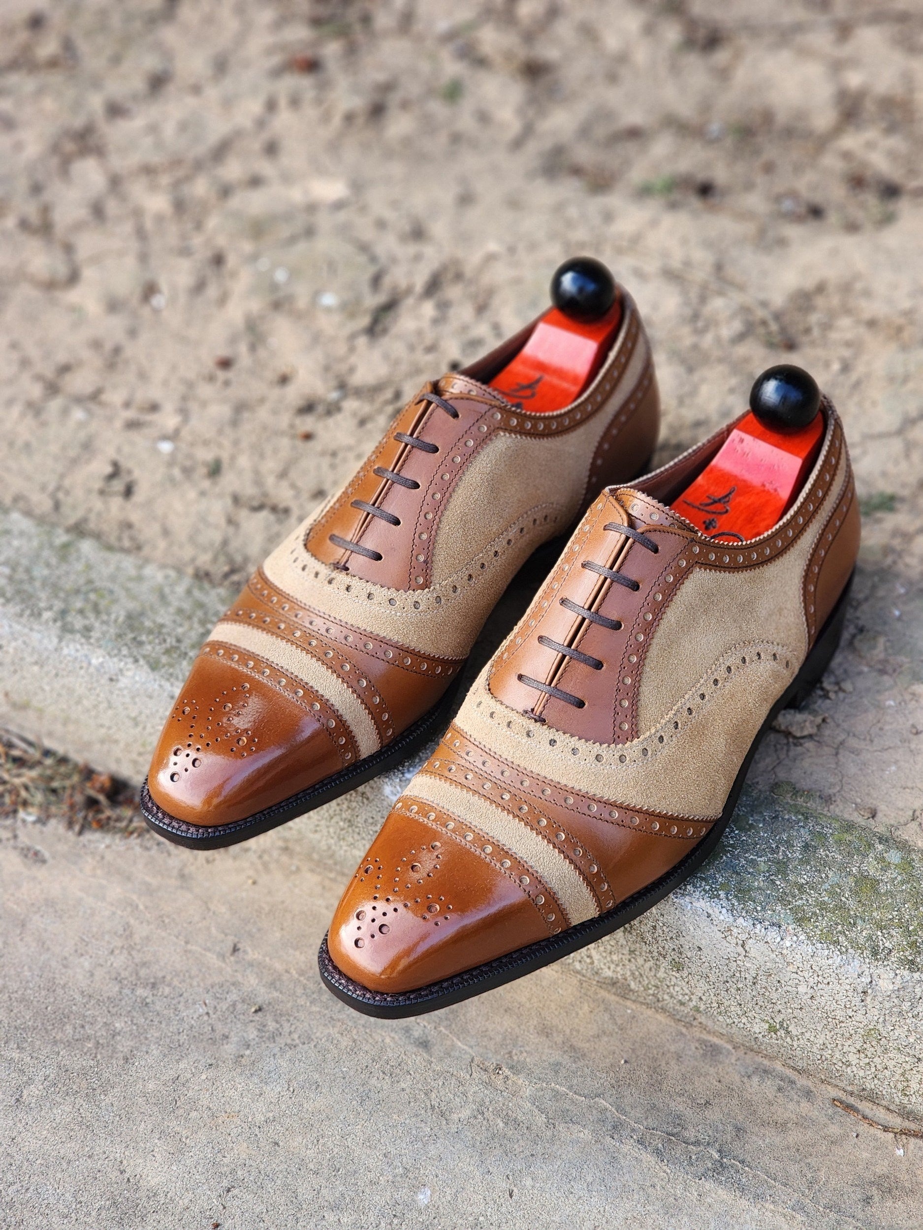 Phillips - Maple Calf / Beige Suede-Captoe Cap Toe Oxfords-J.FitzPatrick Footwear