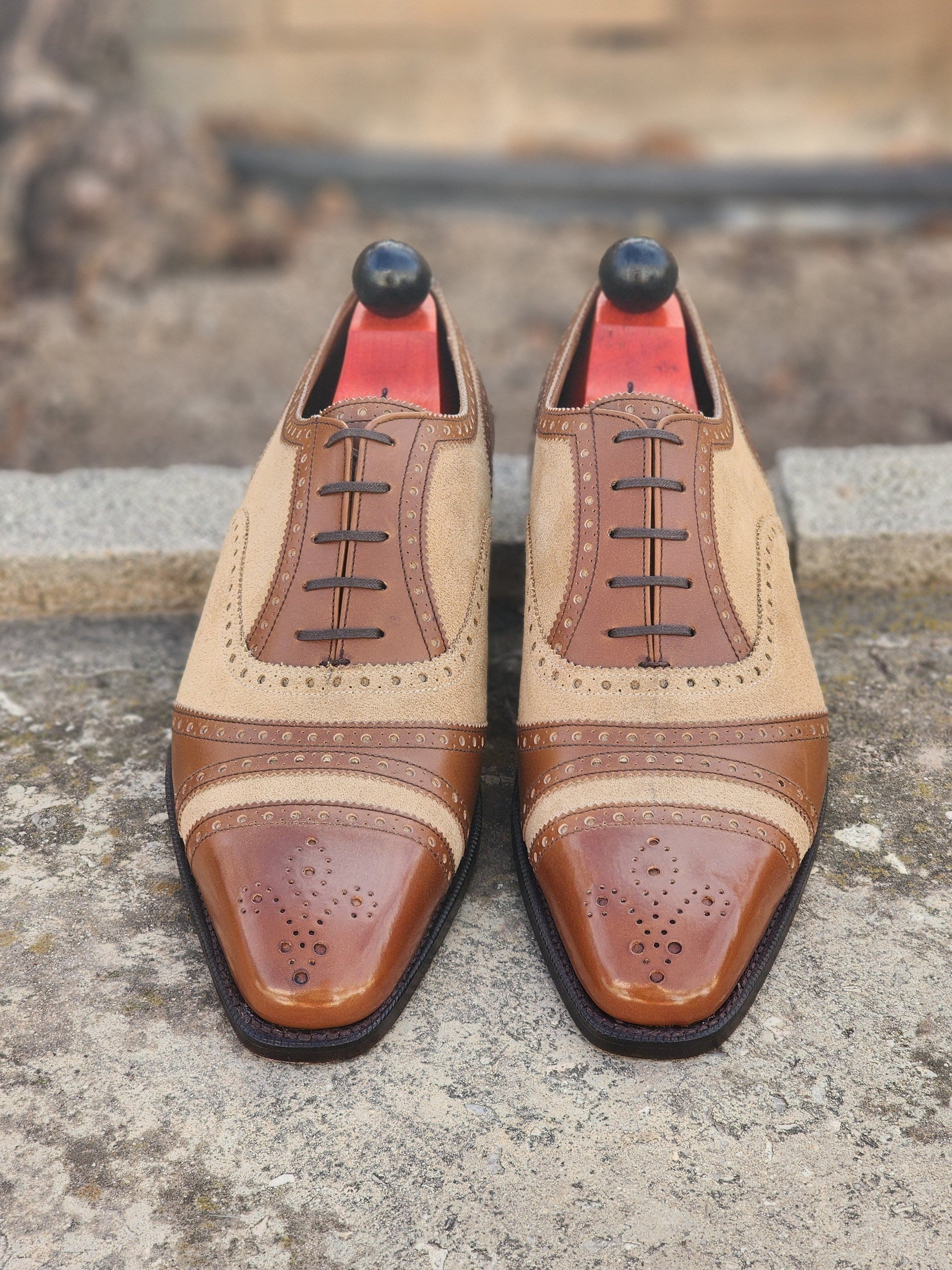 Phillips - Maple Calf / Beige Suede-Captoe Cap Toe Oxfords-J.FitzPatrick Footwear