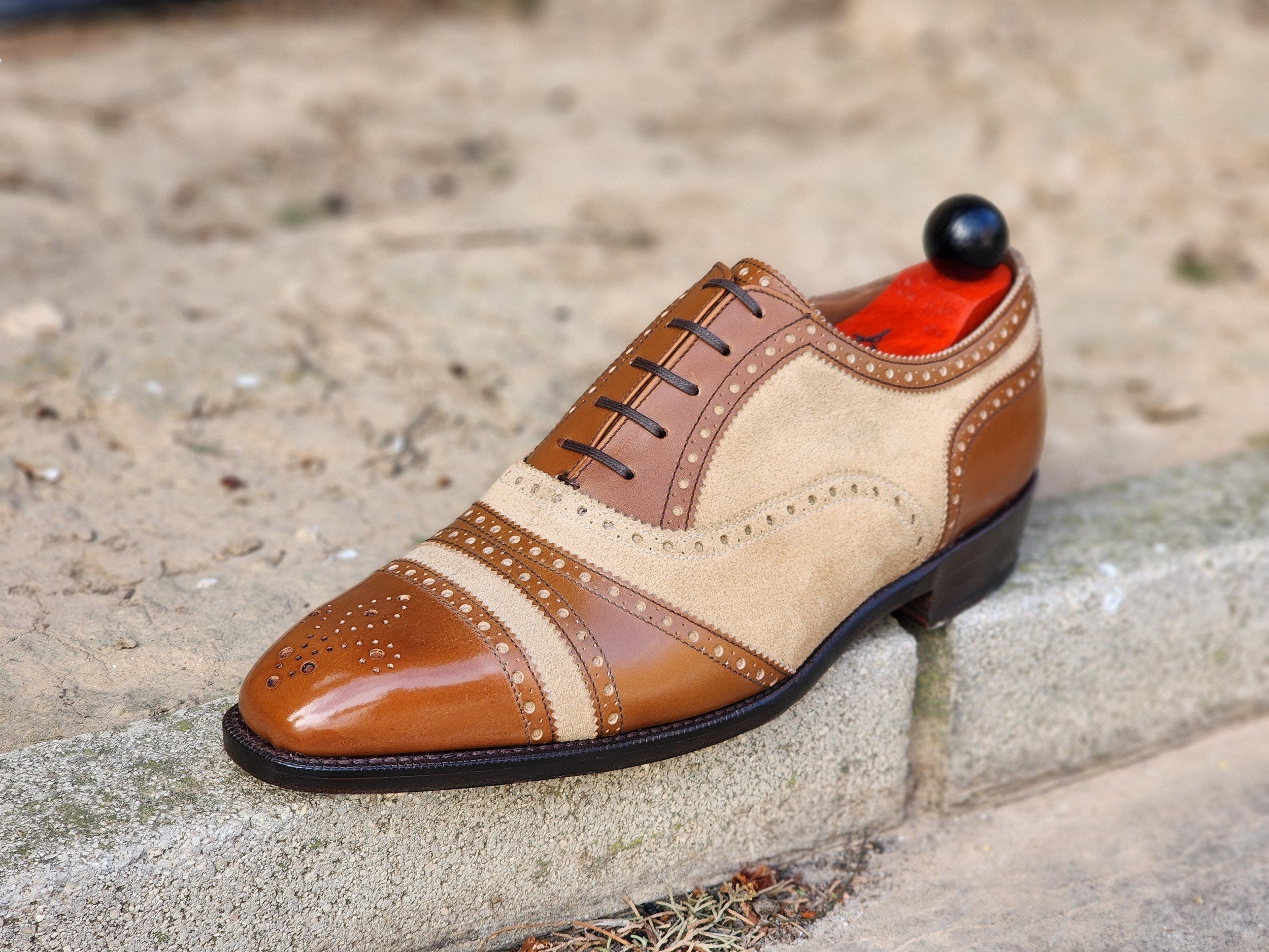 Phillips - Maple Calf / Beige Suede-Captoe Cap Toe Oxfords-J.FitzPatrick Footwear