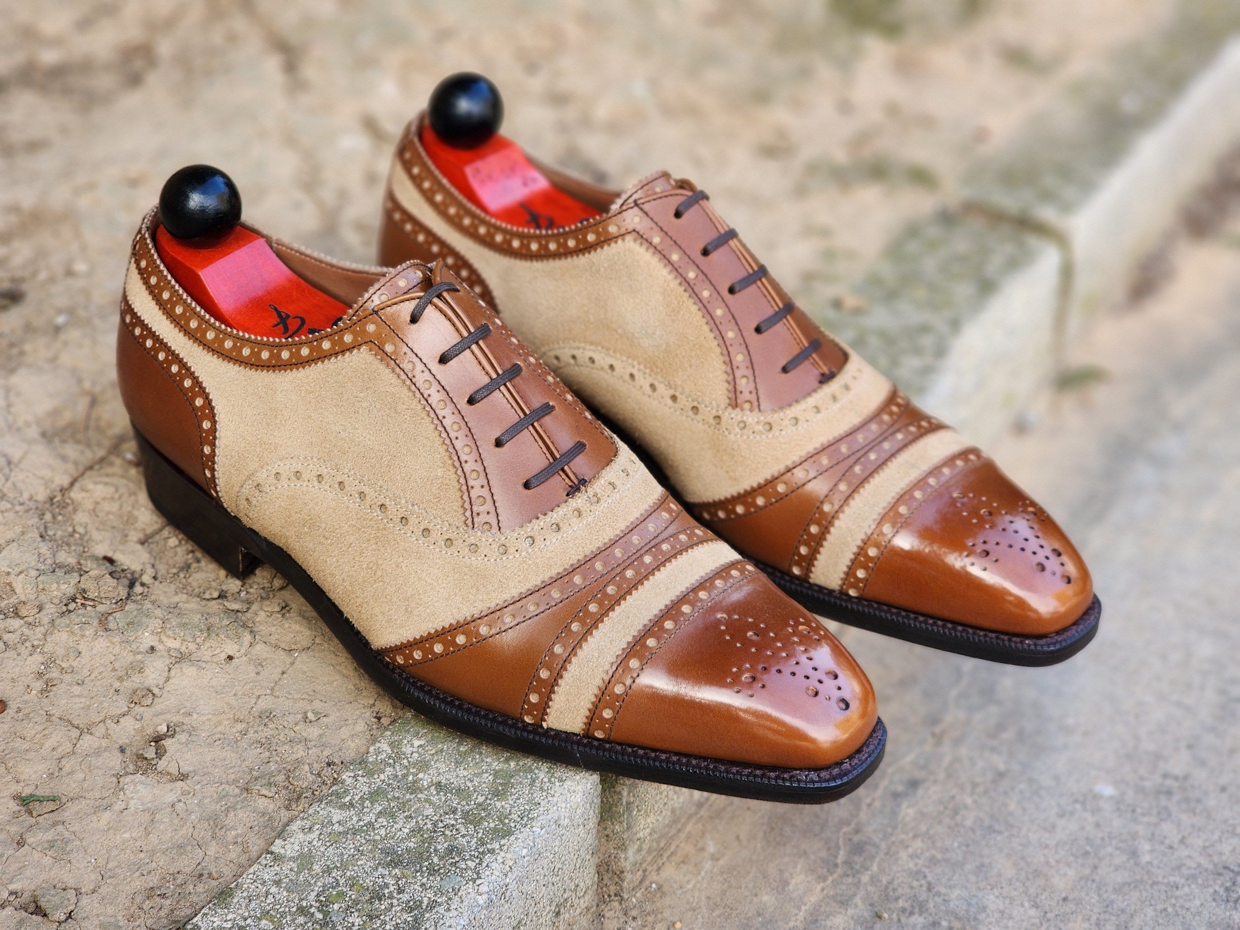 Phillips - Maple Calf / Beige Suede-Captoe Cap Toe Oxfords-J.FitzPatrick Footwear