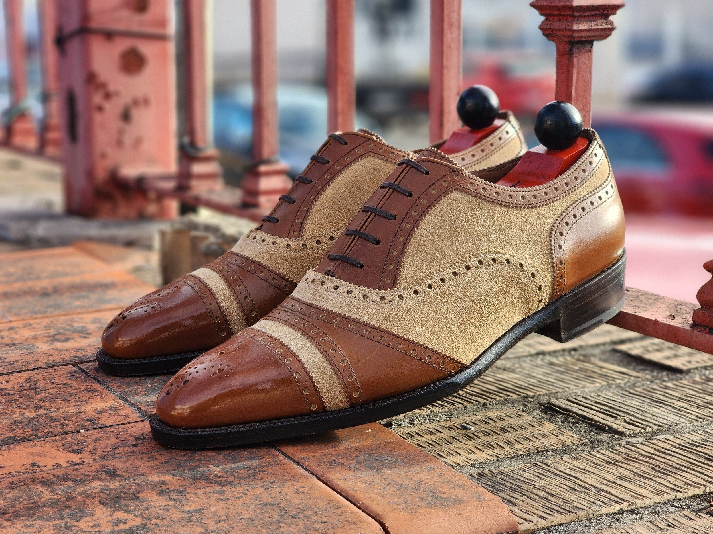 Phillips - Maple Calf / Beige Suede-Captoe Cap Toe Oxfords-J.FitzPatrick Footwear