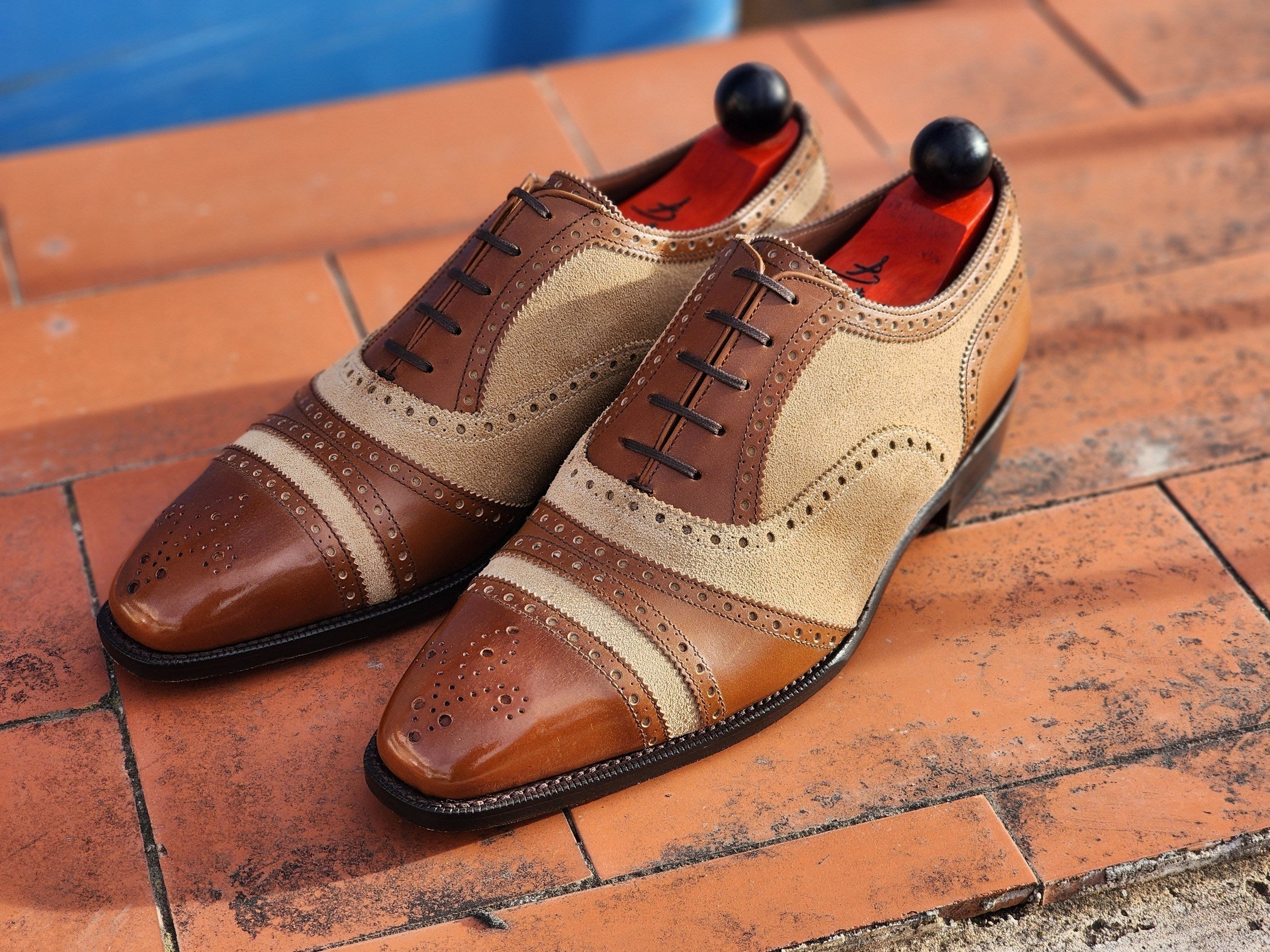 Phillips - Maple Calf / Beige Suede-Captoe Cap Toe Oxfords-J.FitzPatrick Footwear