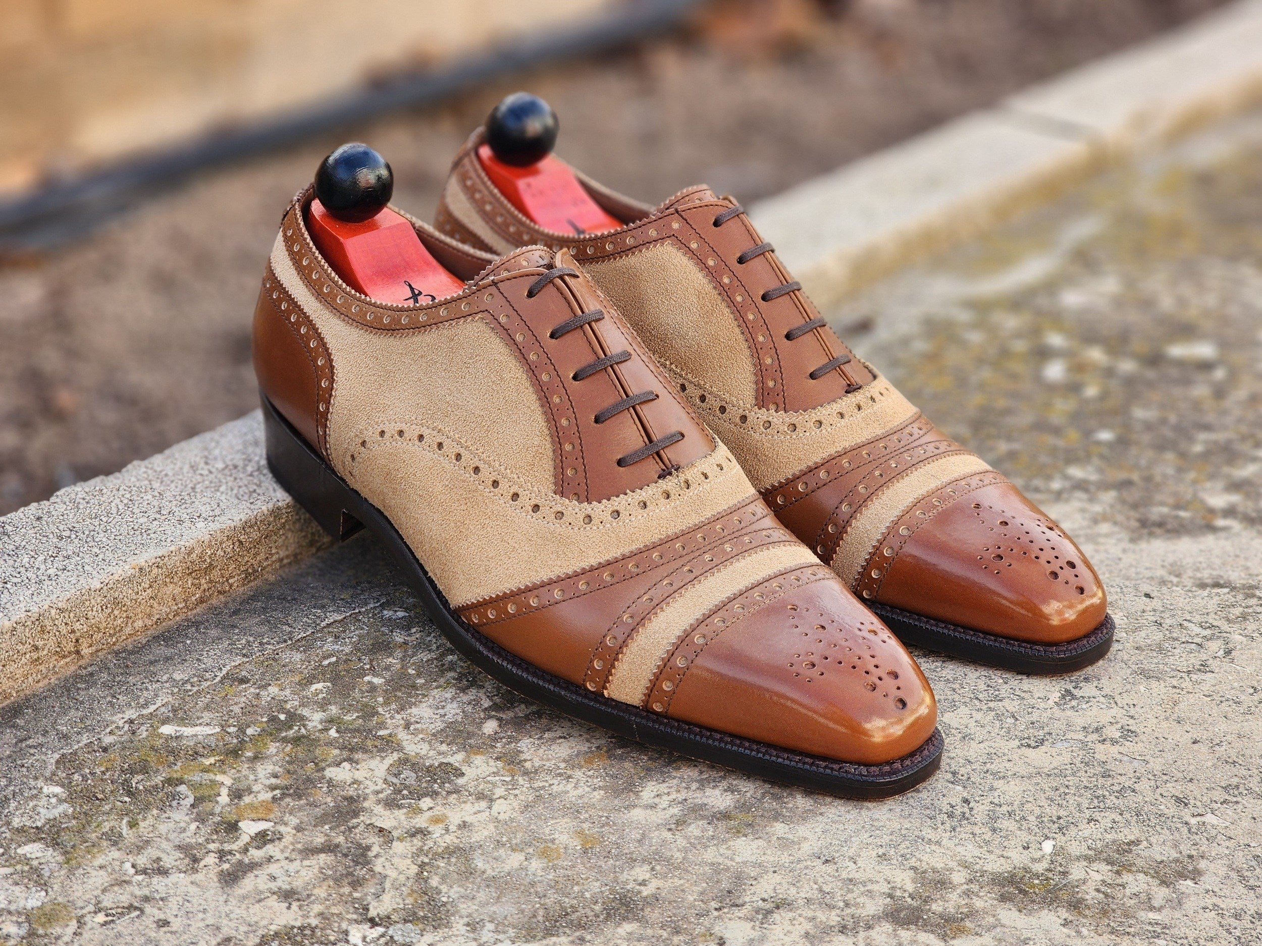 Phillips - Maple Calf / Beige Suede-Captoe Cap Toe Oxfords-J.FitzPatrick Footwear