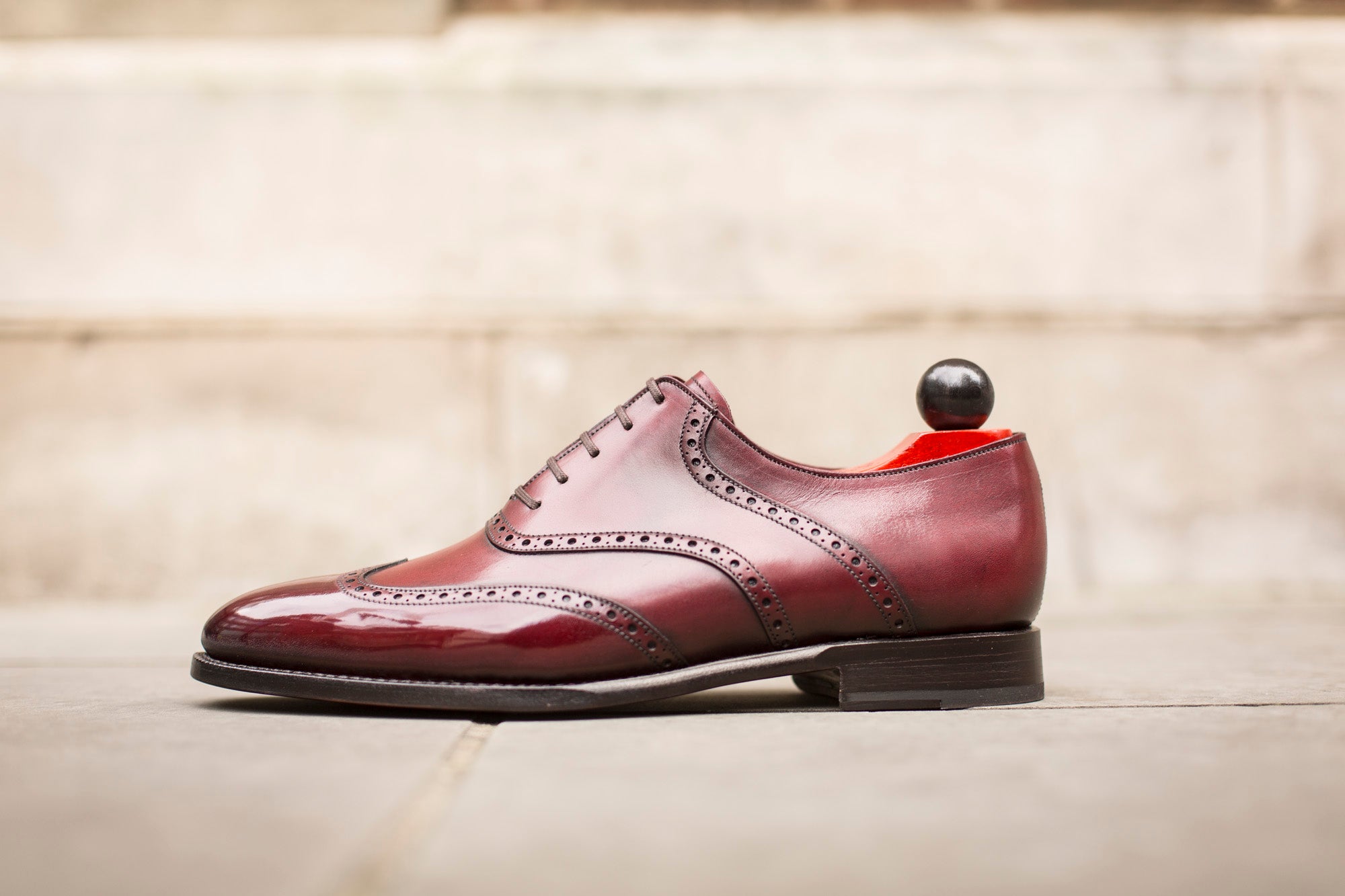 Phinney - MTO - Burgundy Calf - TMG Last - Single Leather Sole-Made To Order Wingtip Saddle Shoe Brogue Oxfords-J.FitzPatrick Footwear