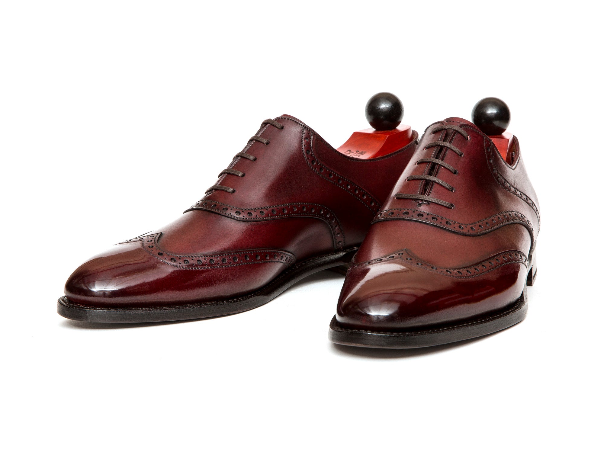 Phinney - MTO - Burgundy Calf - TMG Last - Single Leather Sole-Made To Order Wingtip Saddle Shoe Brogue Oxfords-J.FitzPatrick Footwear