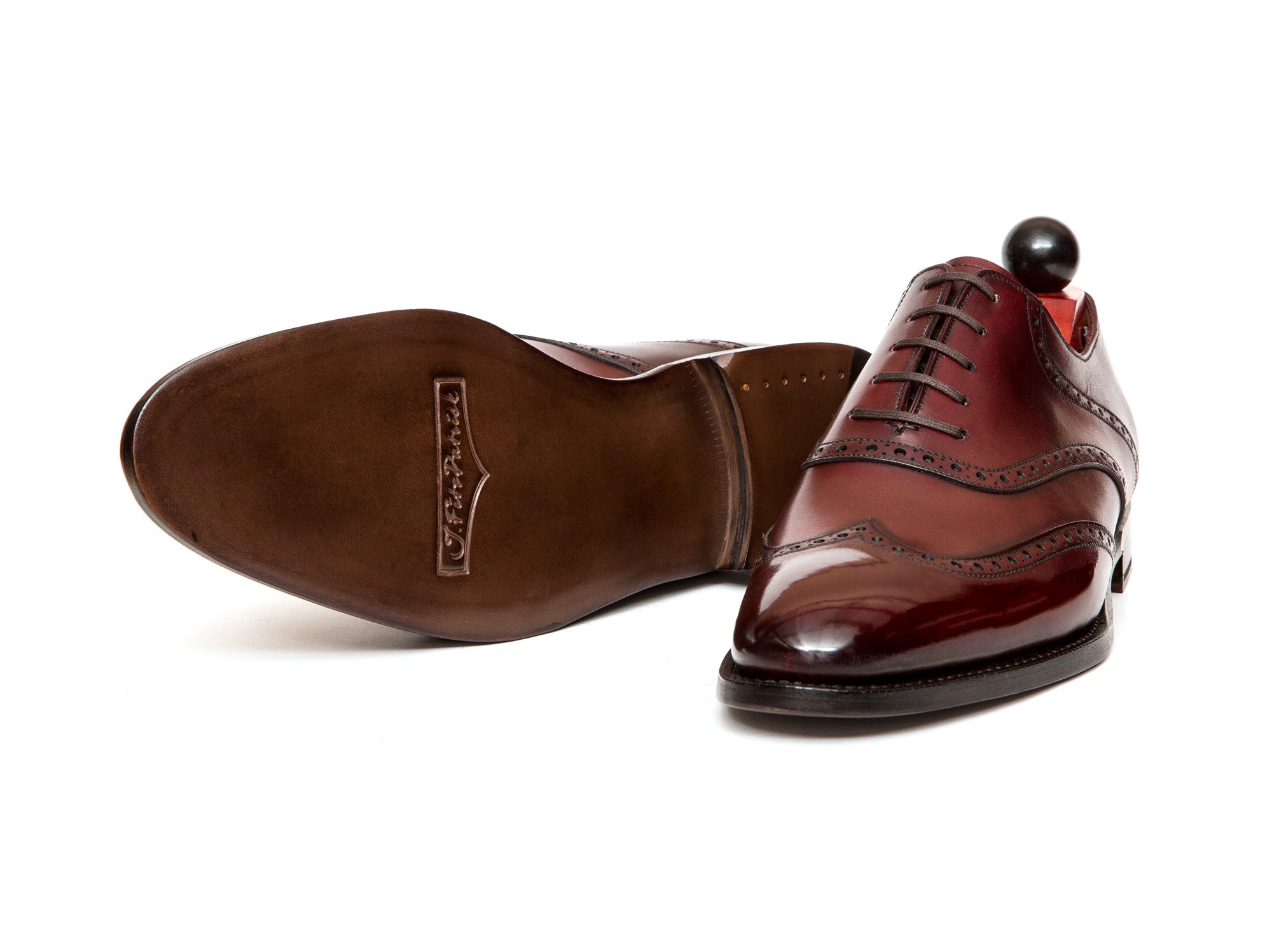 Phinney - MTO - Burgundy Calf - TMG Last - Single Leather Sole-Made To Order Wingtip Saddle Shoe Brogue Oxfords-J.FitzPatrick Footwear