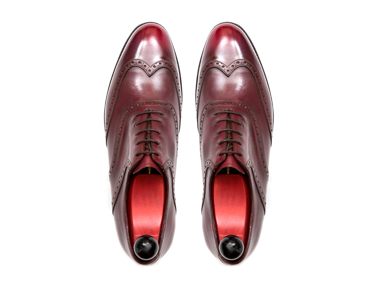 Phinney - MTO - Burgundy Calf - TMG Last - Single Leather Sole-Made To Order Wingtip Saddle Shoe Brogue Oxfords-J.FitzPatrick Footwear