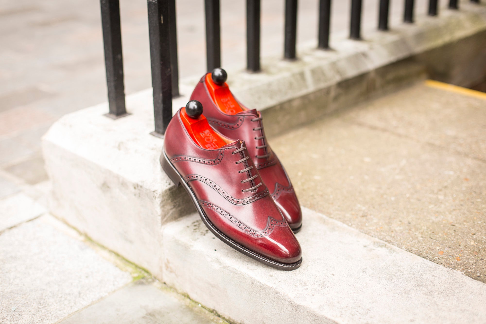Phinney - MTO - Burgundy Calf - TMG Last - Single Leather Sole-Made To Order Wingtip Saddle Shoe Brogue Oxfords-J.FitzPatrick Footwear