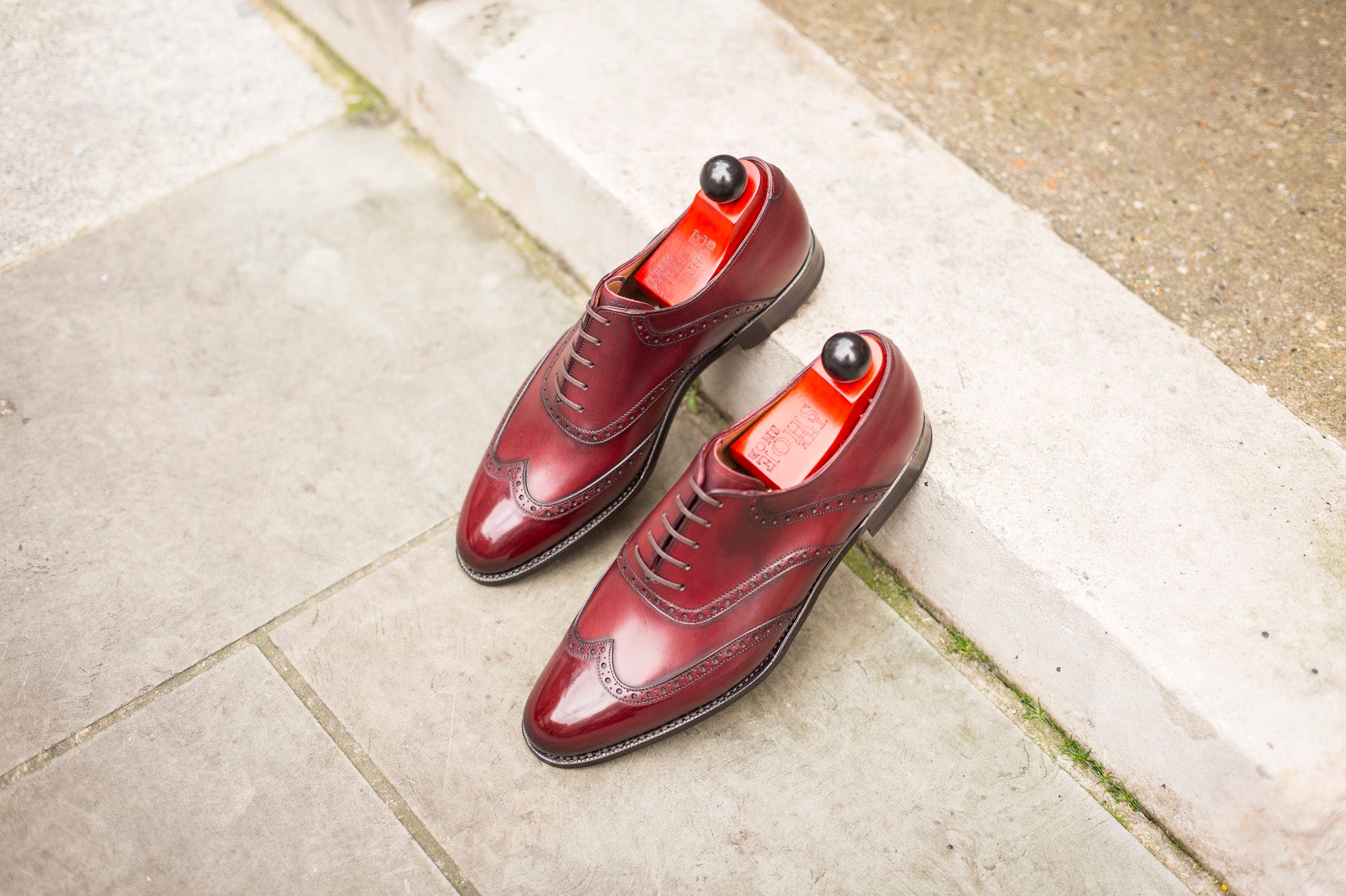 Phinney - MTO - Burgundy Calf - TMG Last - Single Leather Sole-Made To Order Wingtip Saddle Shoe Brogue Oxfords-J.FitzPatrick Footwear