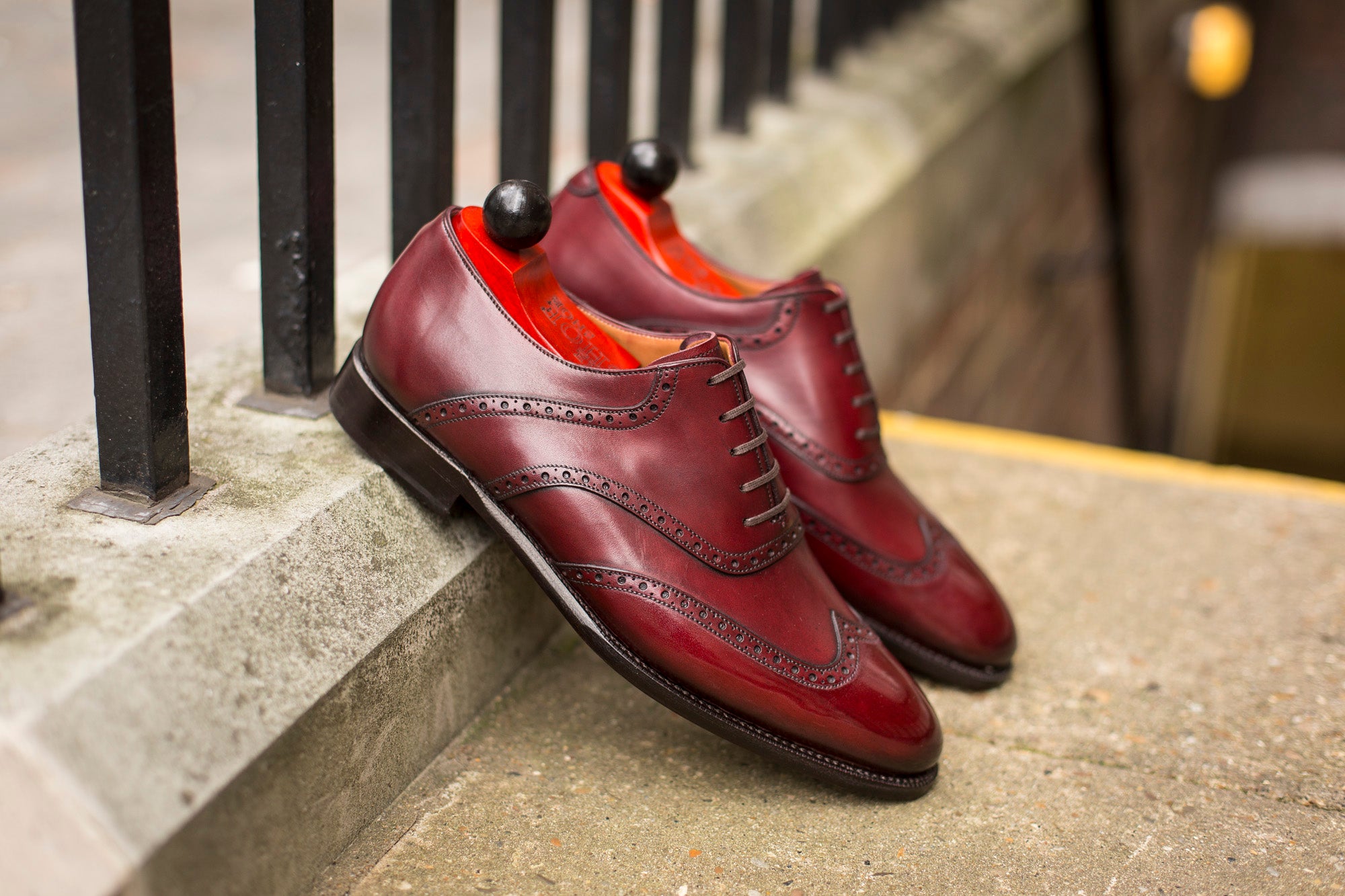 Phinney - MTO - Burgundy Calf - TMG Last - Single Leather Sole-Made To Order Wingtip Saddle Shoe Brogue Oxfords-J.FitzPatrick Footwear