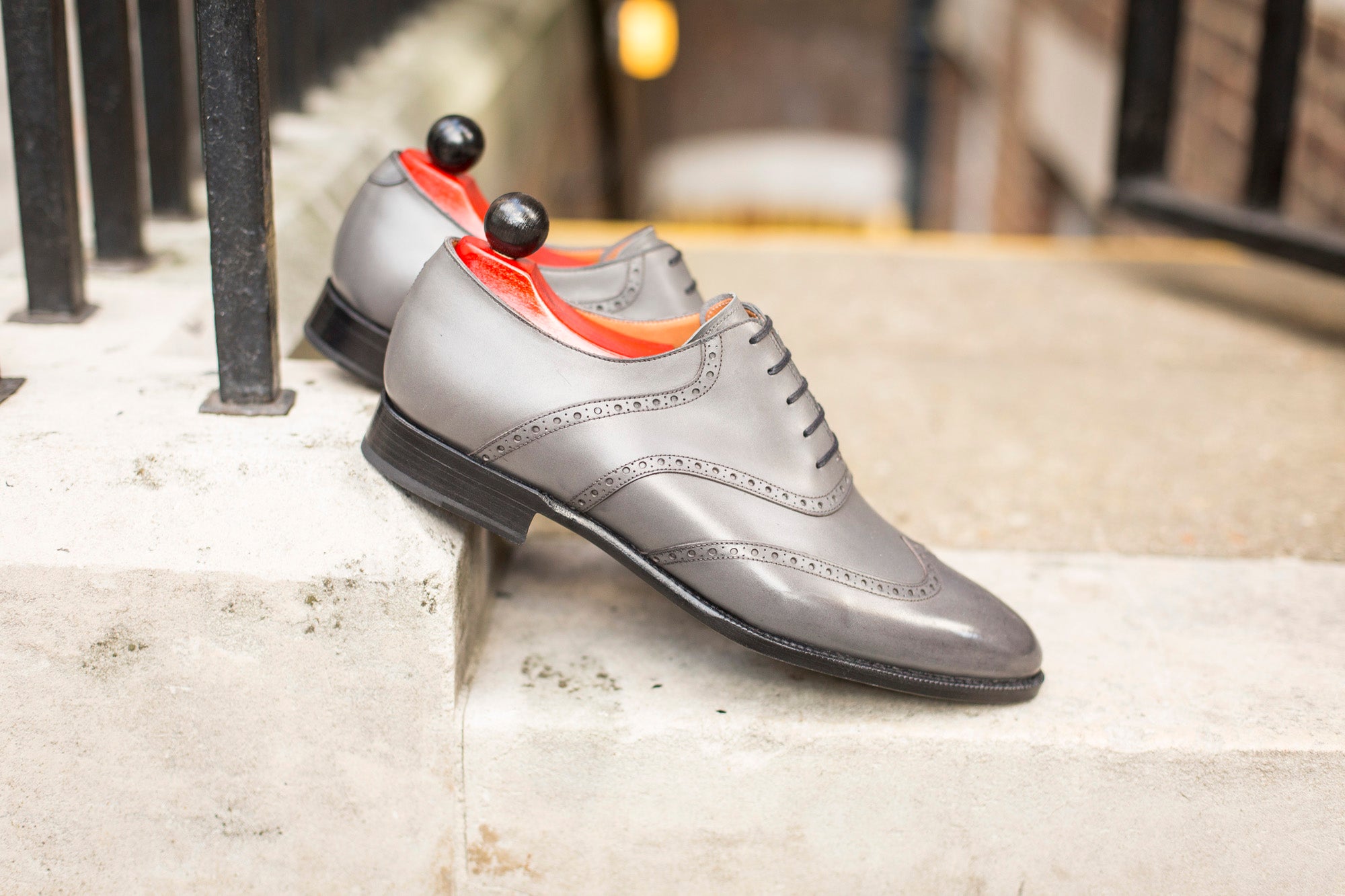 Phinney - MTO - Grey Calf - TMG Last - Single Leather Sole-Made To Order Wingtip Saddle Shoe Brogue Oxfords-J.FitzPatrick Footwear