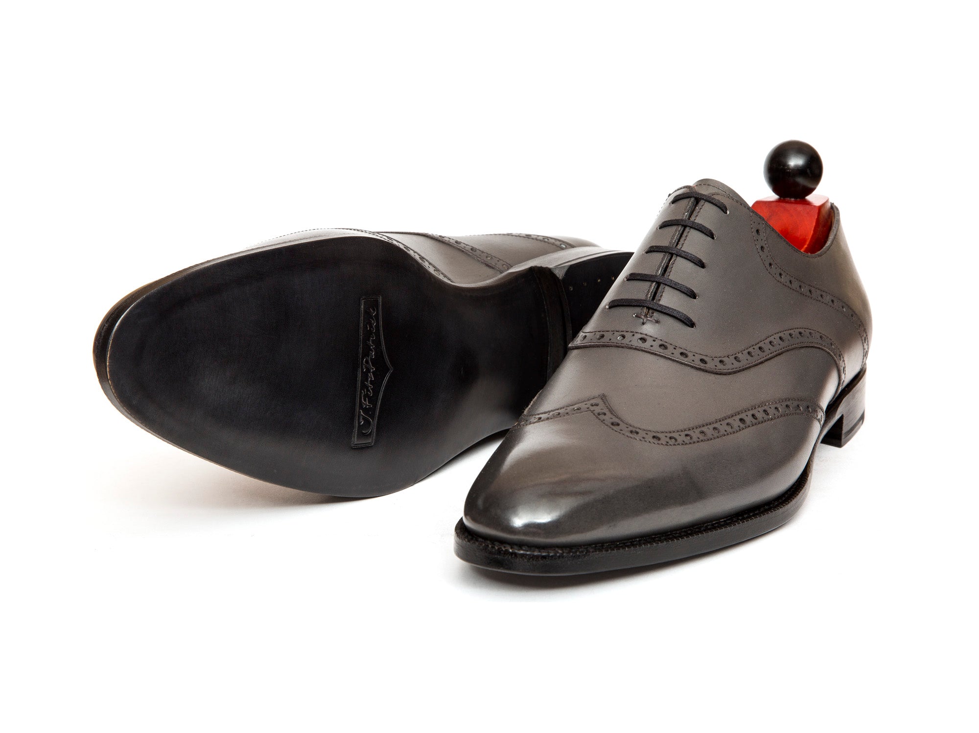 Phinney - MTO - Grey Calf - TMG Last - Single Leather Sole-Made To Order Wingtip Saddle Shoe Brogue Oxfords-J.FitzPatrick Footwear