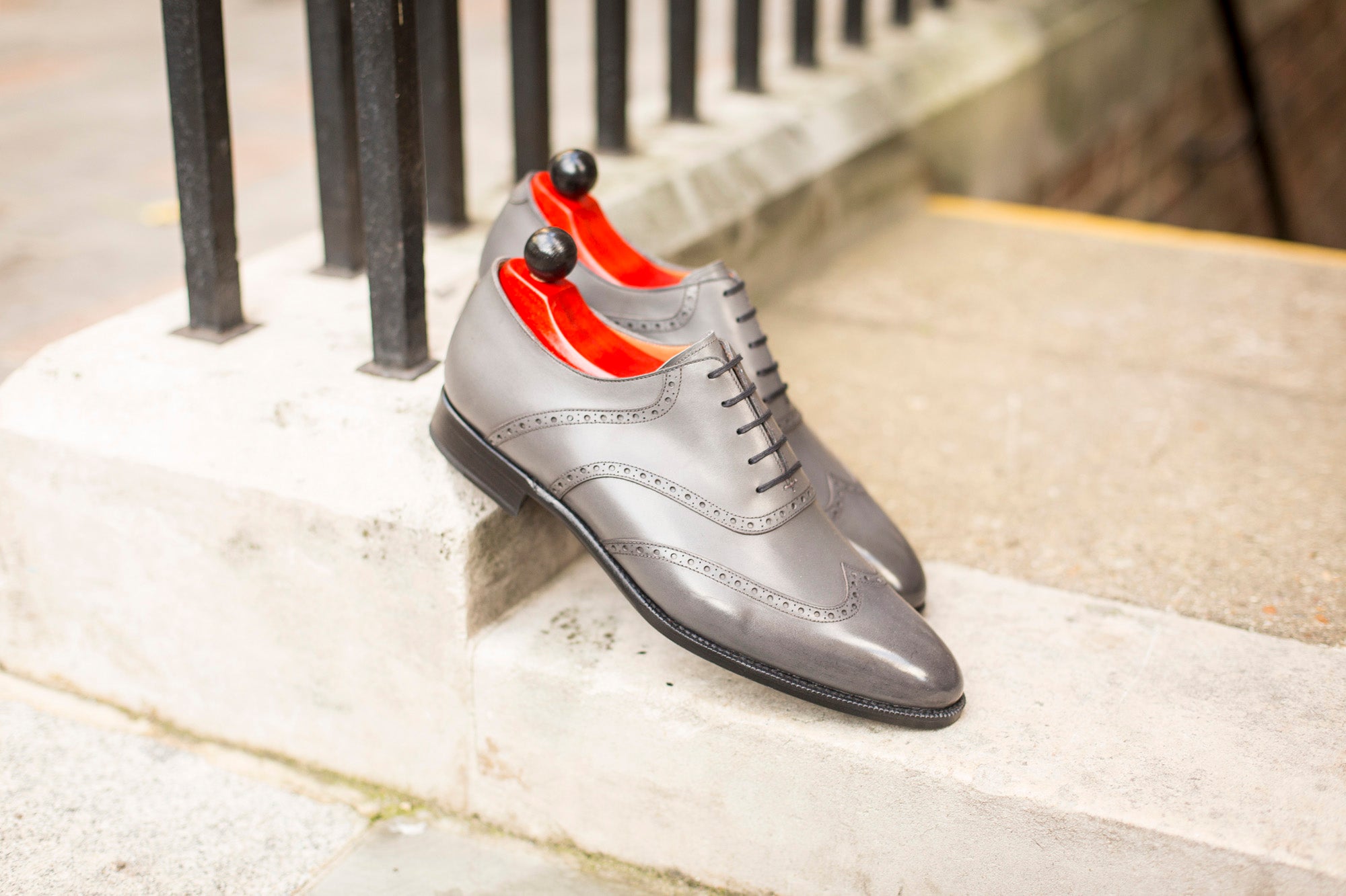 Phinney - MTO - Grey Calf - TMG Last - Single Leather Sole-Made To Order Wingtip Saddle Shoe Brogue Oxfords-J.FitzPatrick Footwear