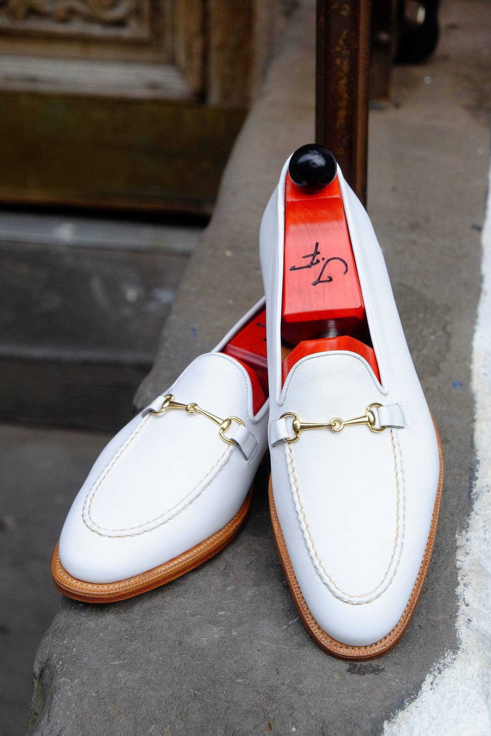 Pike - MTO - White Calf - TMG Last - Single Leather Sole-Made To Order Horsebit Horse Bit Loafer-J.FitzPatrick Footwear