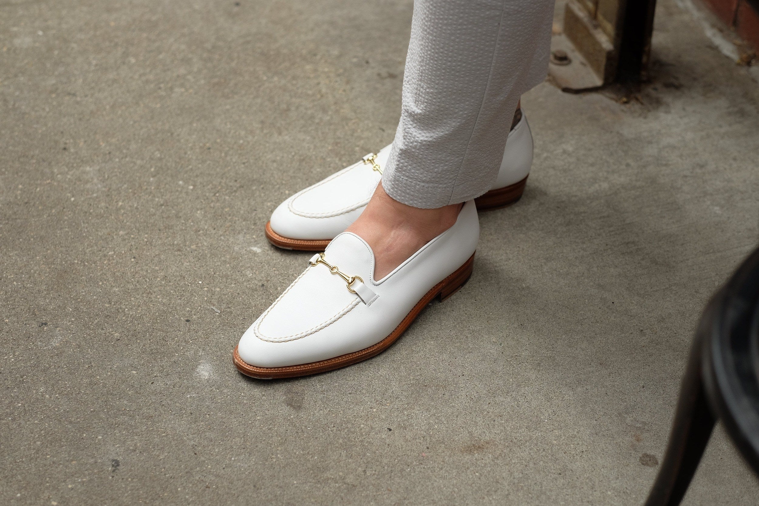 Pike - MTO - White Calf - TMG Last - Single Leather Sole-Made To Order Horsebit Horse Bit Loafer-J.FitzPatrick Footwear