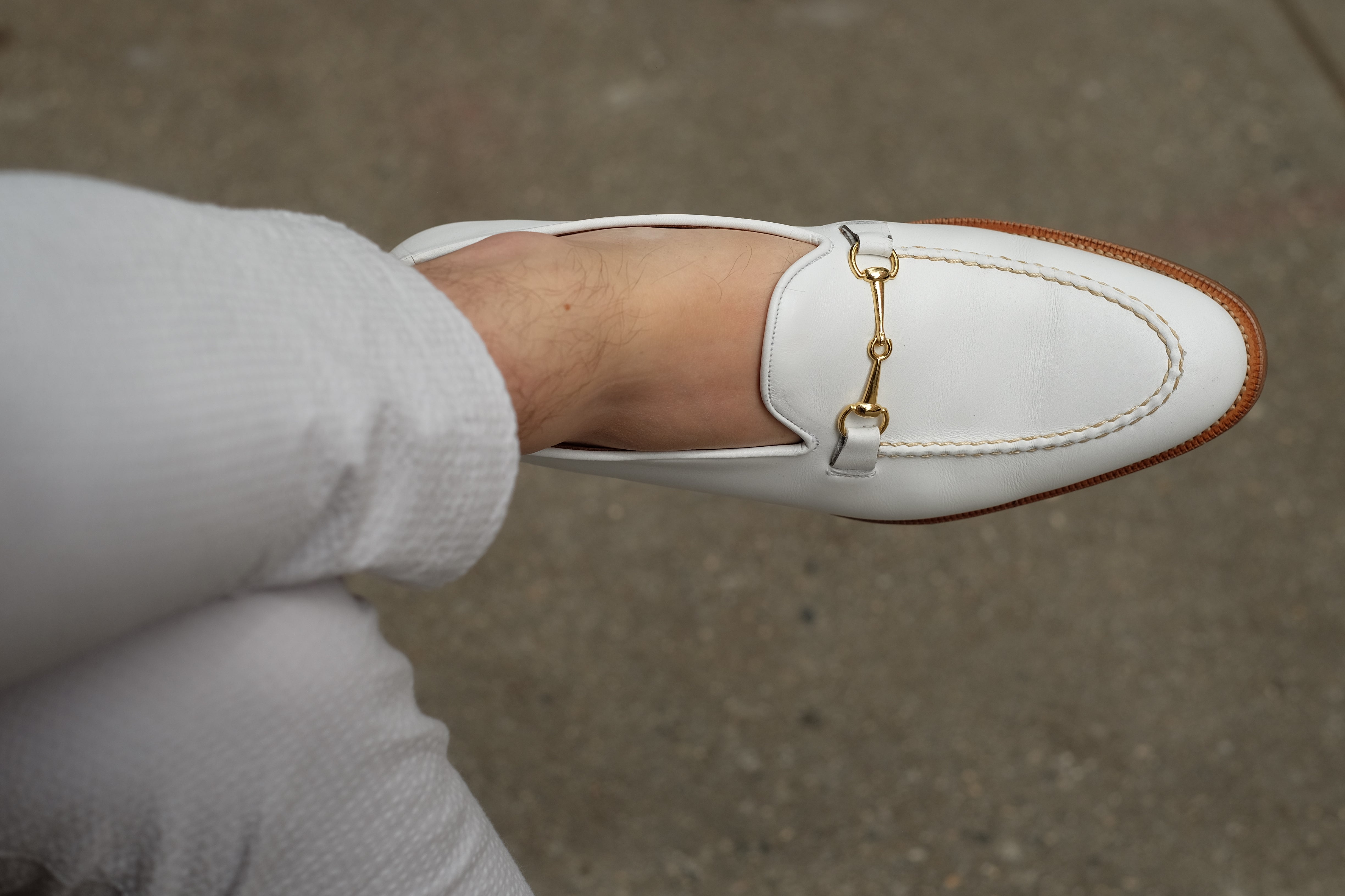 Pike - MTO - White Calf - TMG Last - Single Leather Sole-Made To Order Horsebit Horse Bit Loafer-J.FitzPatrick Footwear