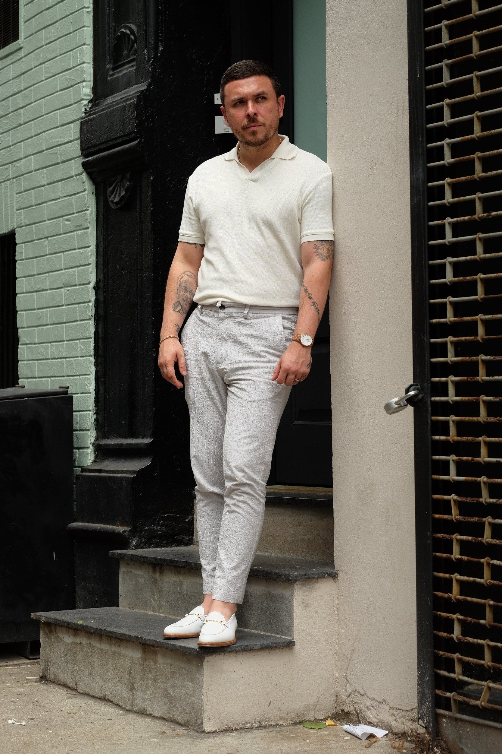 Pike - MTO - White Calf - TMG Last - Single Leather Sole-Made To Order Horsebit Horse Bit Loafer-J.FitzPatrick Footwear