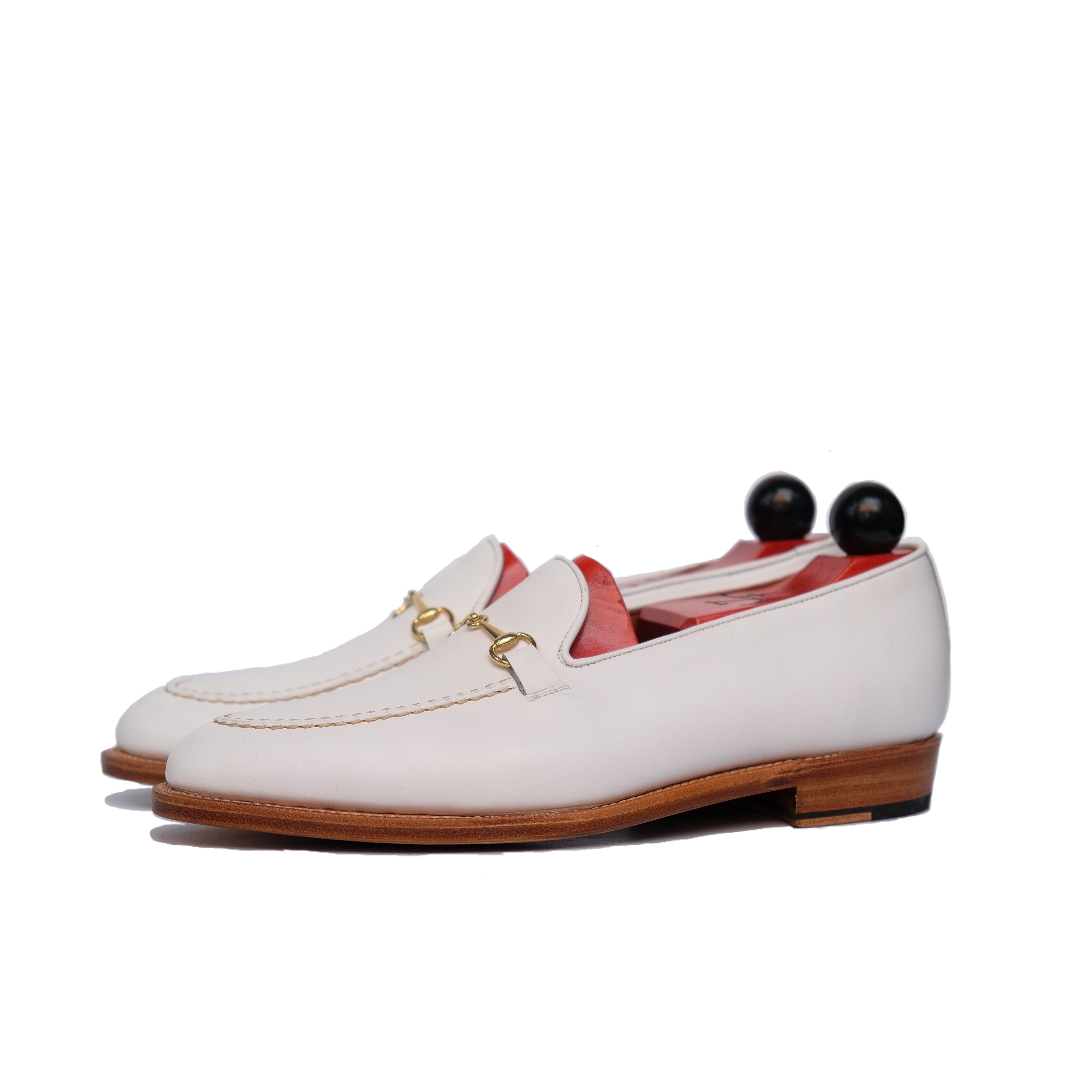 Pike - MTO - White Calf - TMG Last - Single Leather Sole-Made To Order Horsebit Horse Bit Loafer-J.FitzPatrick Footwear