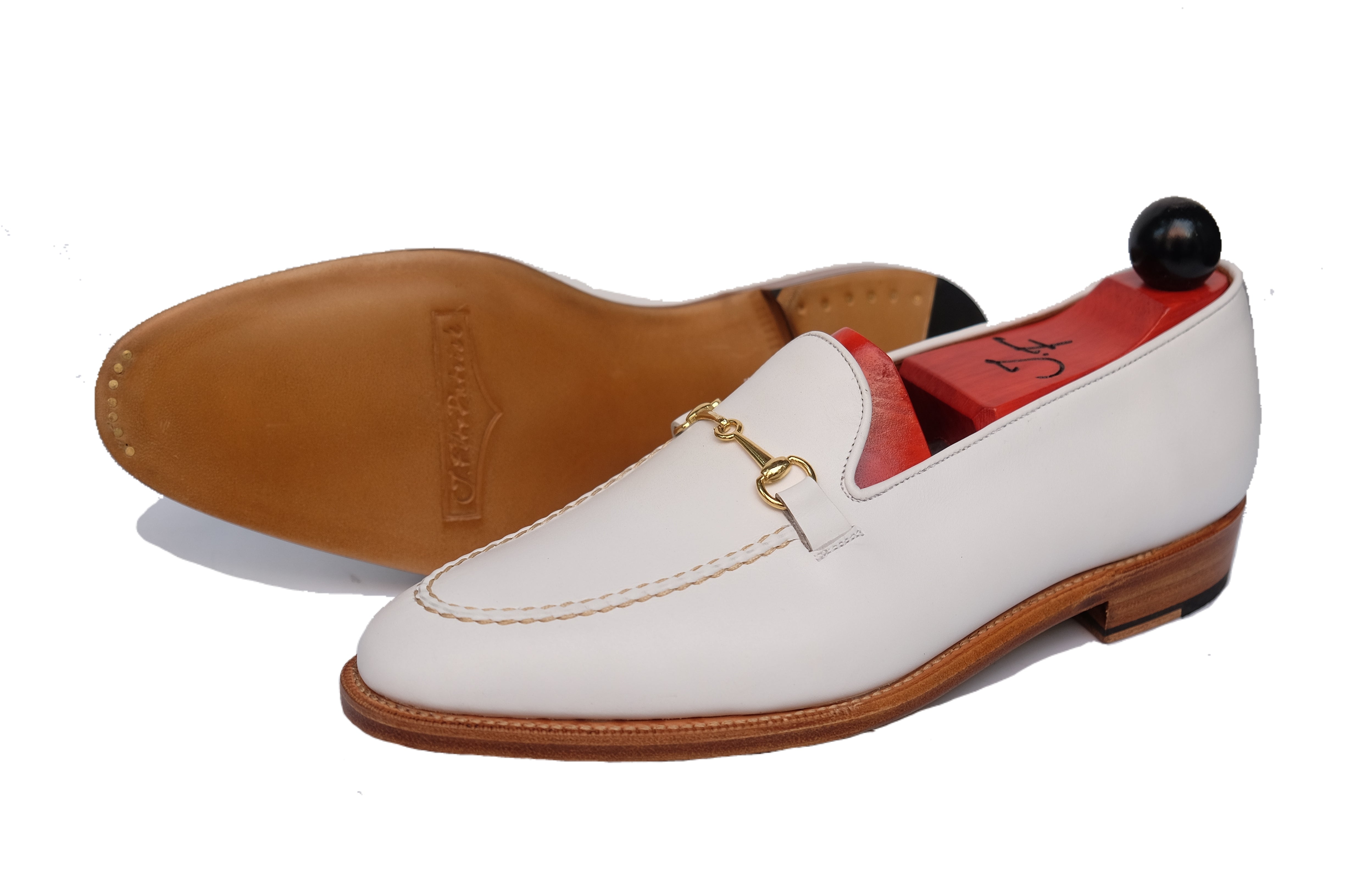 Pike - MTO - White Calf - TMG Last - Single Leather Sole-Made To Order Horsebit Horse Bit Loafer-J.FitzPatrick Footwear