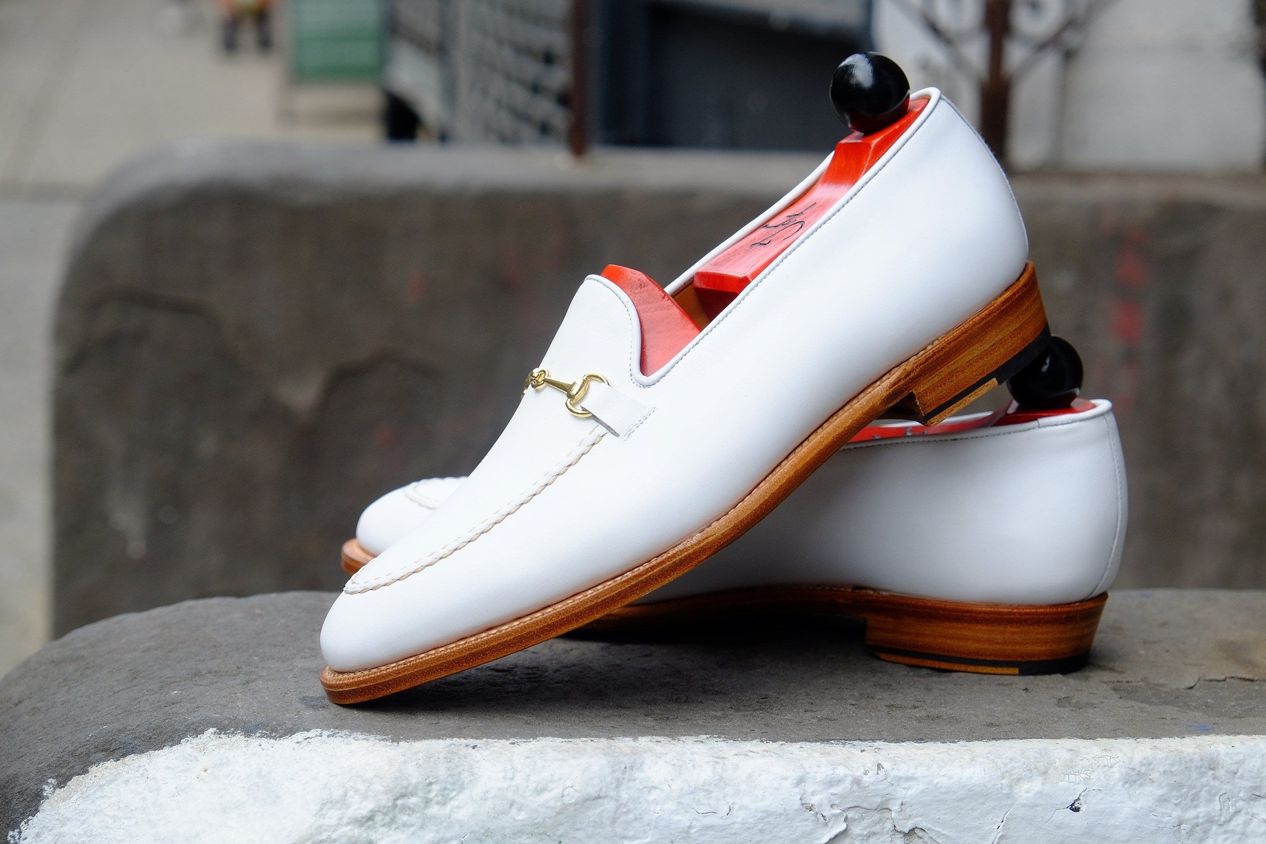 Pike - MTO - White Calf - TMG Last - Single Leather Sole-Made To Order Horsebit Horse Bit Loafer-J.FitzPatrick Footwear