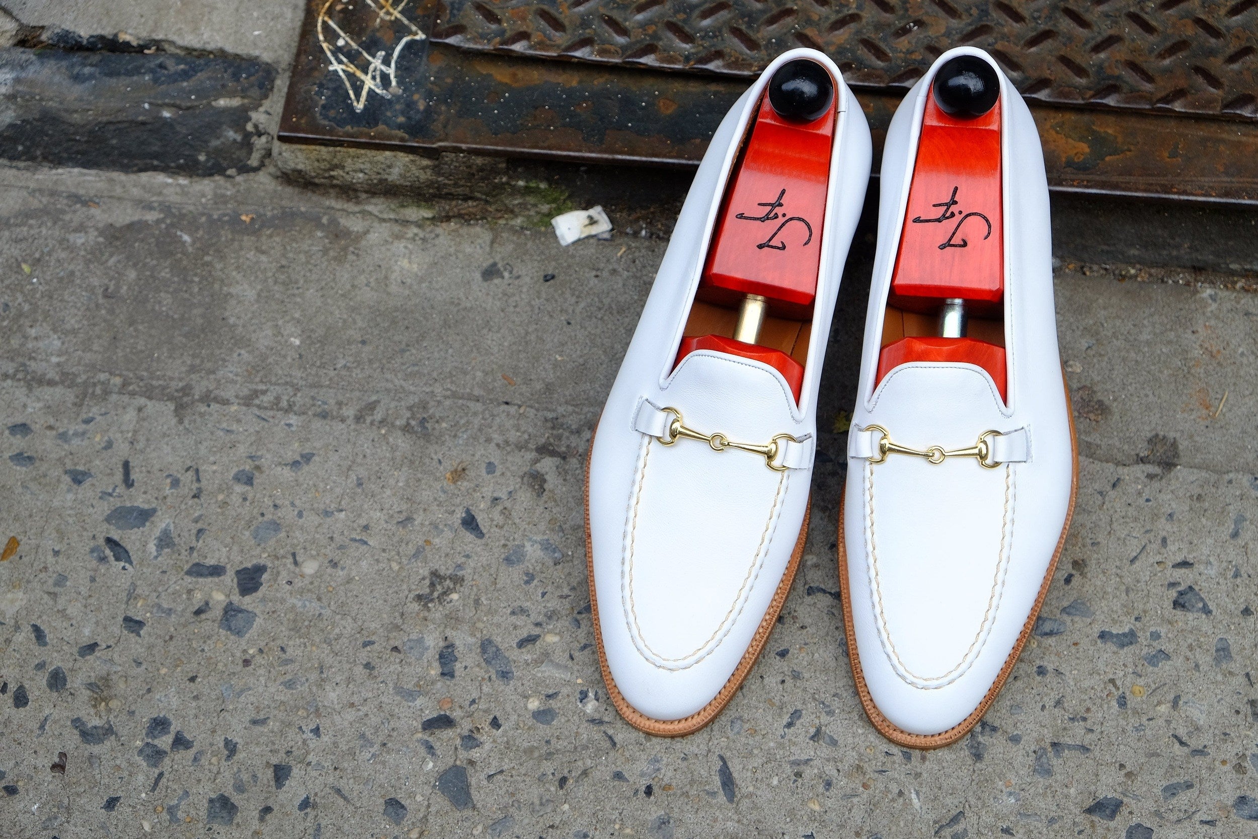 Pike - MTO - White Calf - TMG Last - Single Leather Sole-Made To Order Horsebit Horse Bit Loafer-J.FitzPatrick Footwear