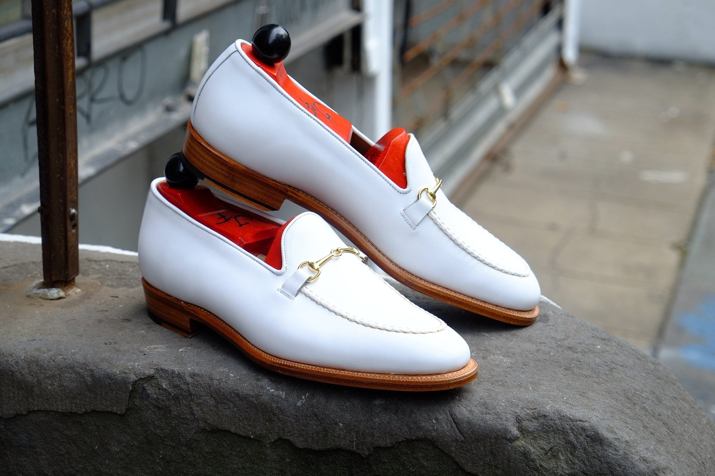 Pike - MTO - White Calf - TMG Last - Single Leather Sole-Made To Order Horsebit Horse Bit Loafer-J.FitzPatrick Footwear