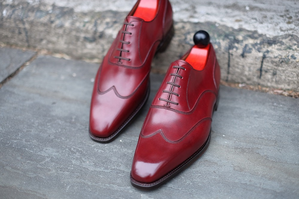 Pullman - MTO - Burgundy Calf - LPB Last - Single Leather Sole-Made To Order Austerity Brogue Oxfords-J.FitzPatrick Footwear