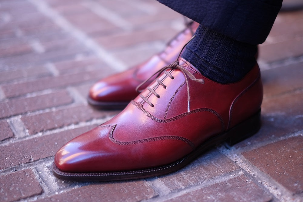 Pullman - MTO - Burgundy Calf - LPB Last - Single Leather Sole-Made To Order Austerity Brogue Oxfords-J.FitzPatrick Footwear