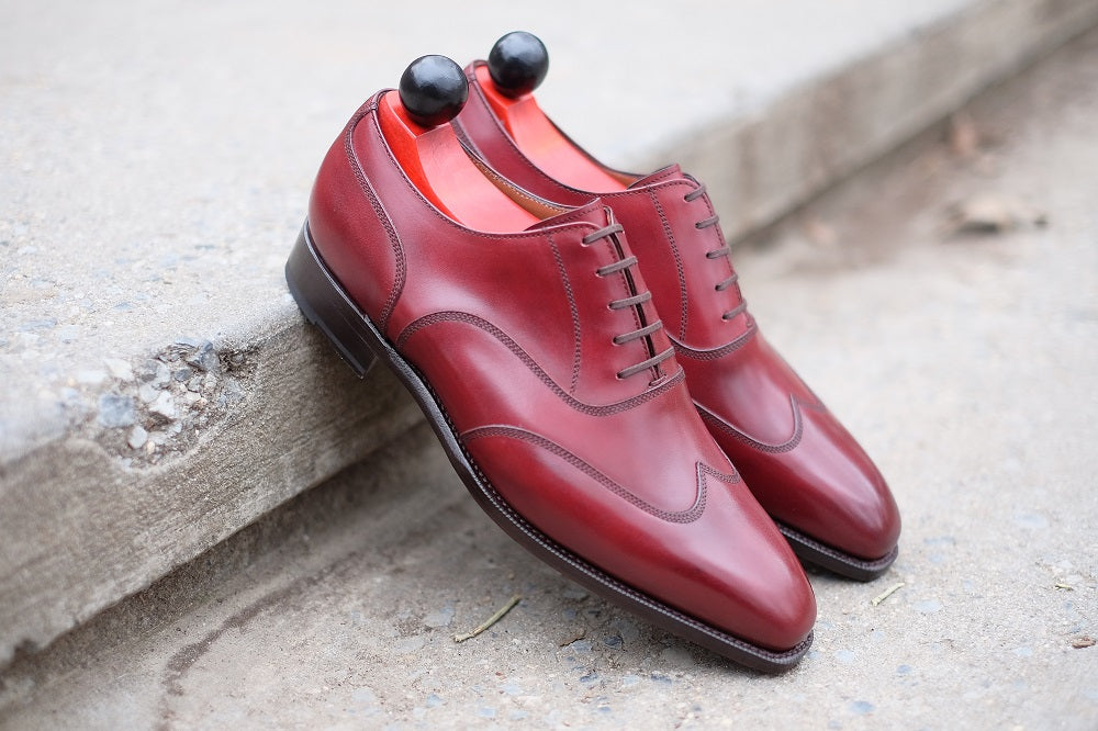 Pullman - MTO - Burgundy Calf - LPB Last - Single Leather Sole-Made To Order Austerity Brogue Oxfords-J.FitzPatrick Footwear