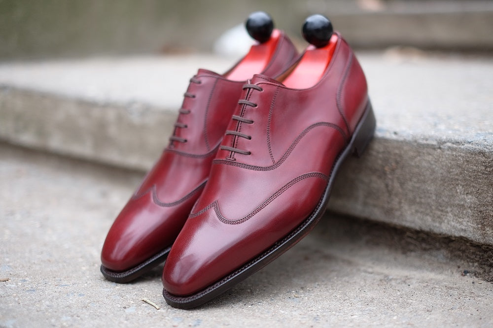 Pullman - MTO - Burgundy Calf - LPB Last - Single Leather Sole-Made To Order Austerity Brogue Oxfords-J.FitzPatrick Footwear