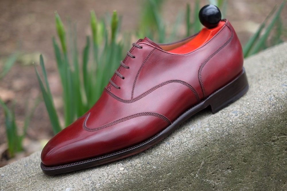 Pullman - MTO - Burgundy Calf - LPB Last - Single Leather Sole-Made To Order Austerity Brogue Oxfords-J.FitzPatrick Footwear