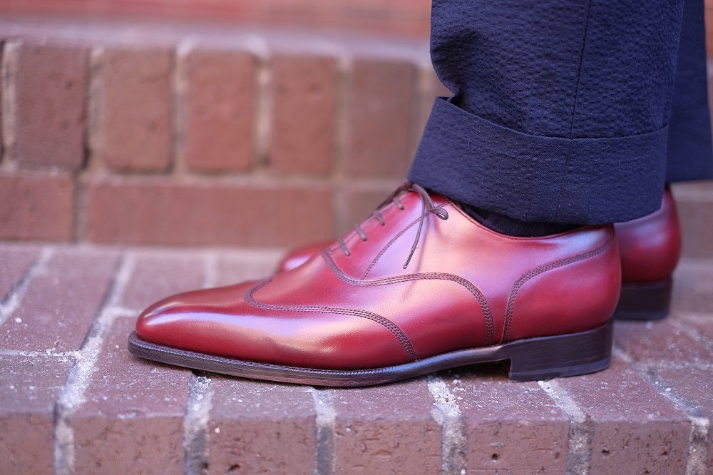Pullman - MTO - Burgundy Calf - LPB Last - Single Leather Sole-Made To Order Austerity Brogue Oxfords-J.FitzPatrick Footwear