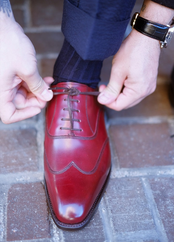 Pullman - MTO - Burgundy Calf - LPB Last - Single Leather Sole-Made To Order Austerity Brogue Oxfords-J.FitzPatrick Footwear