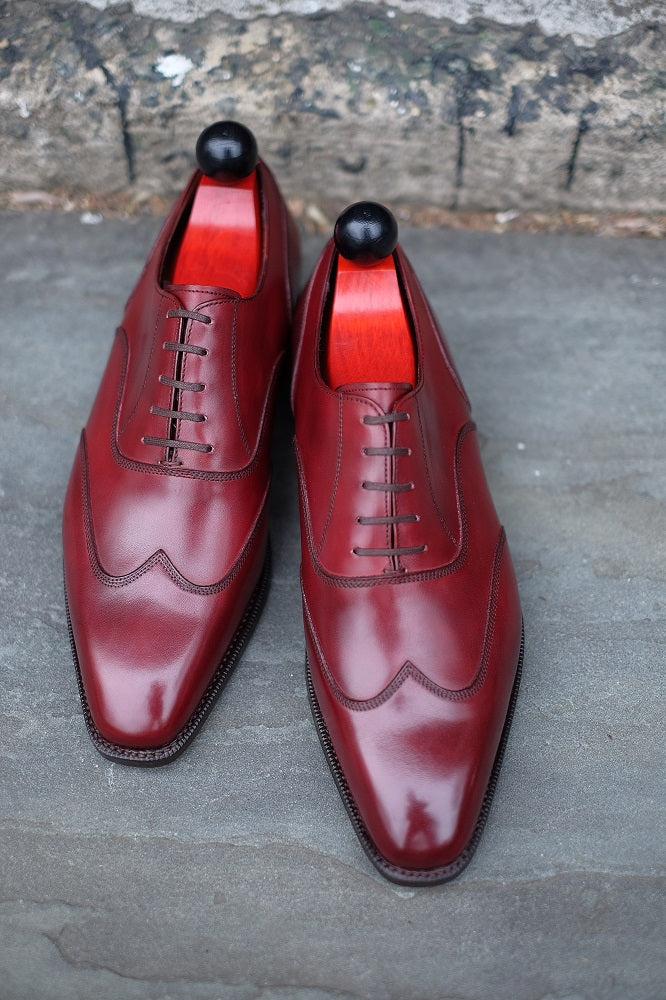 Pullman - MTO - Burgundy Calf - LPB Last - Single Leather Sole-Made To Order Austerity Brogue Oxfords-J.FitzPatrick Footwear