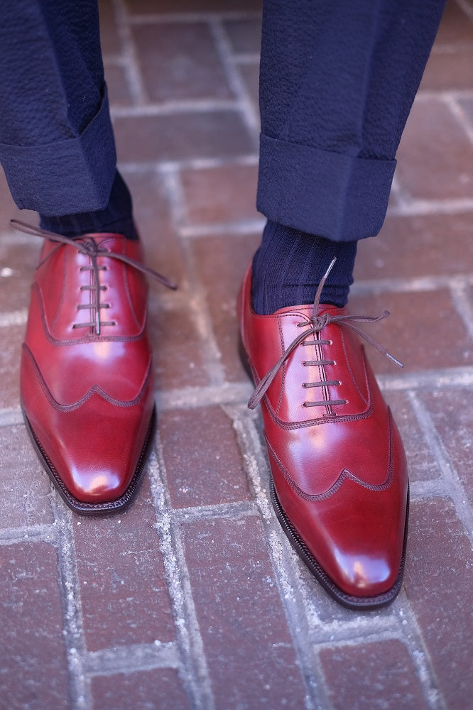 Pullman - MTO - Burgundy Calf - LPB Last - Single Leather Sole-Made To Order Austerity Brogue Oxfords-J.FitzPatrick Footwear